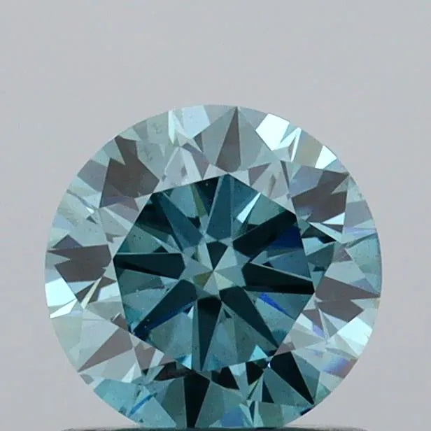 0.80ct Round Lab Grown Diamond (Colour Fancy Vivid Green Blue, Clarity VS2, Cut ID, IGI Certified)