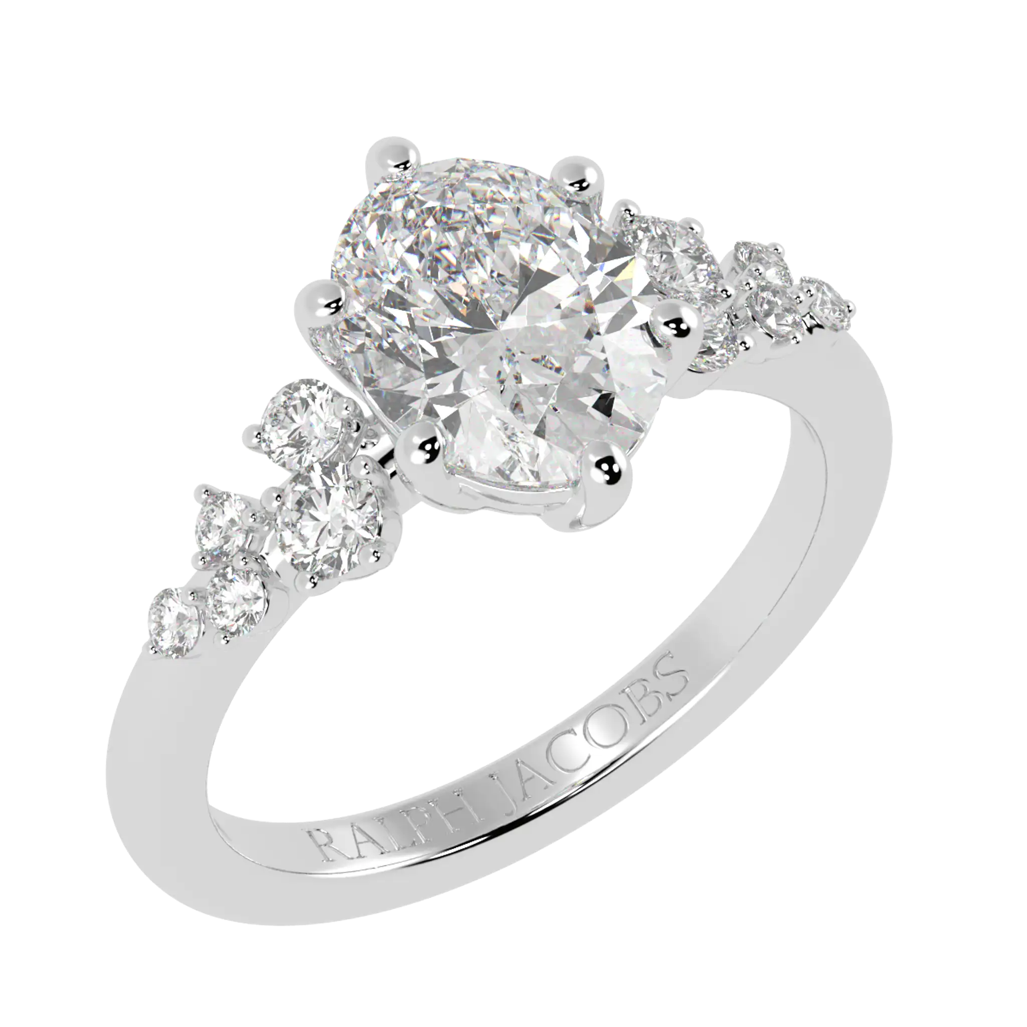 Aimee Platinum Accent Stone Engagement Ring | Oval Shape