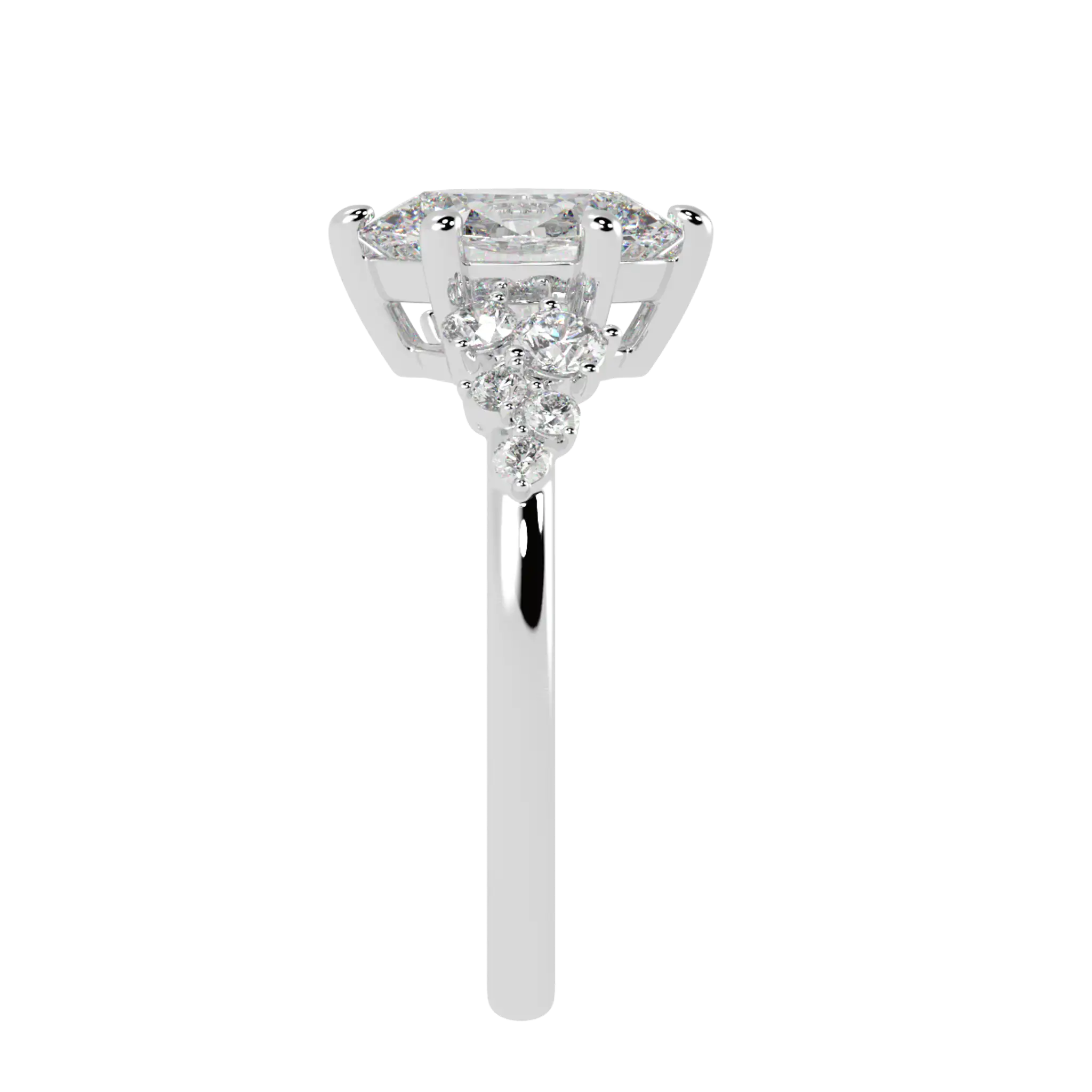 Aimee Platinum Accent Stone Engagement Ring | Oval Shape