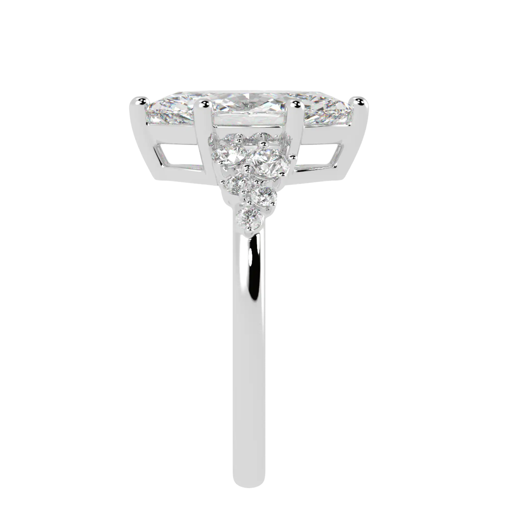 Aimee 9K White Gold Accent Stone Engagement Ring | Marquise Shape