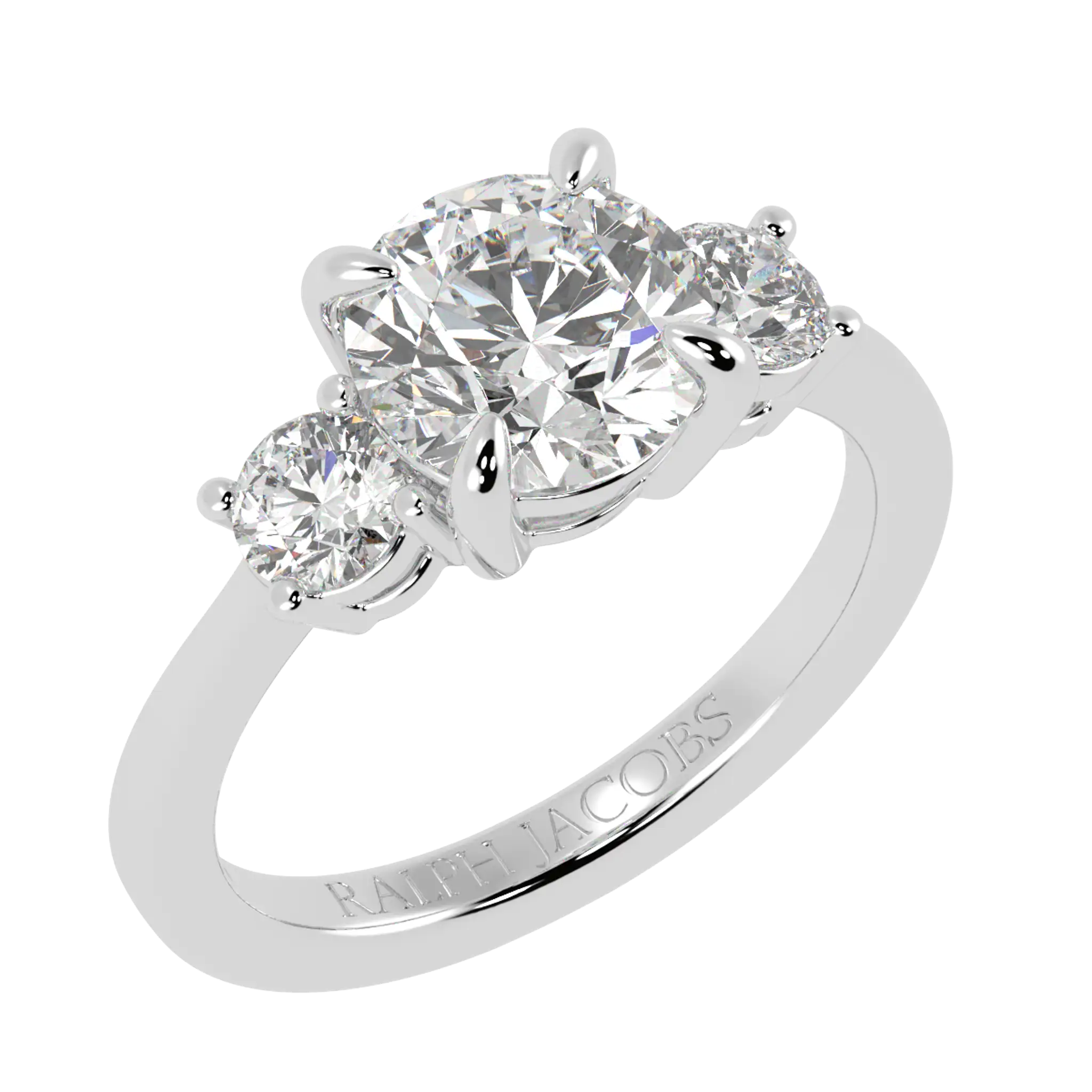 Selene 18K White Gold Three Stone Engagement Ring