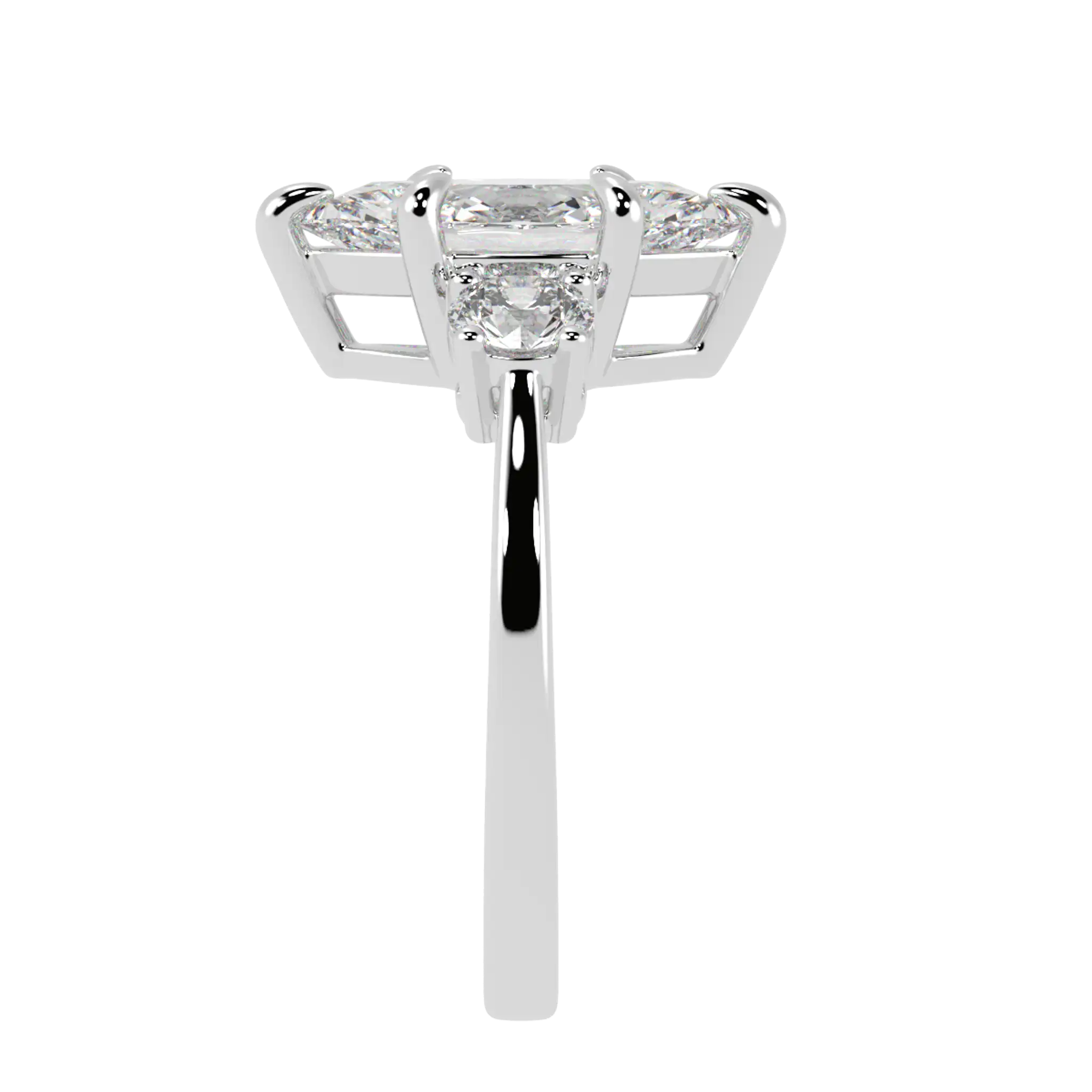 Selene 18K White Gold Three Stone Engagement Ring | Marquise Shape