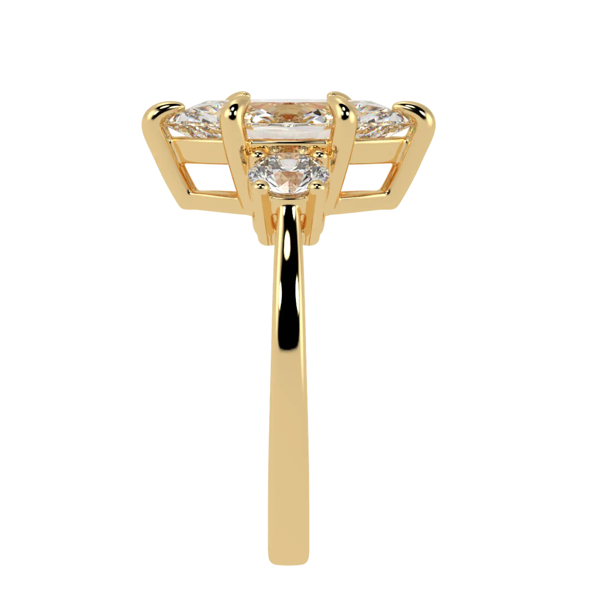 Selene 18K Yellow Gold Three Stone Engagement Ring | Marquise Shape