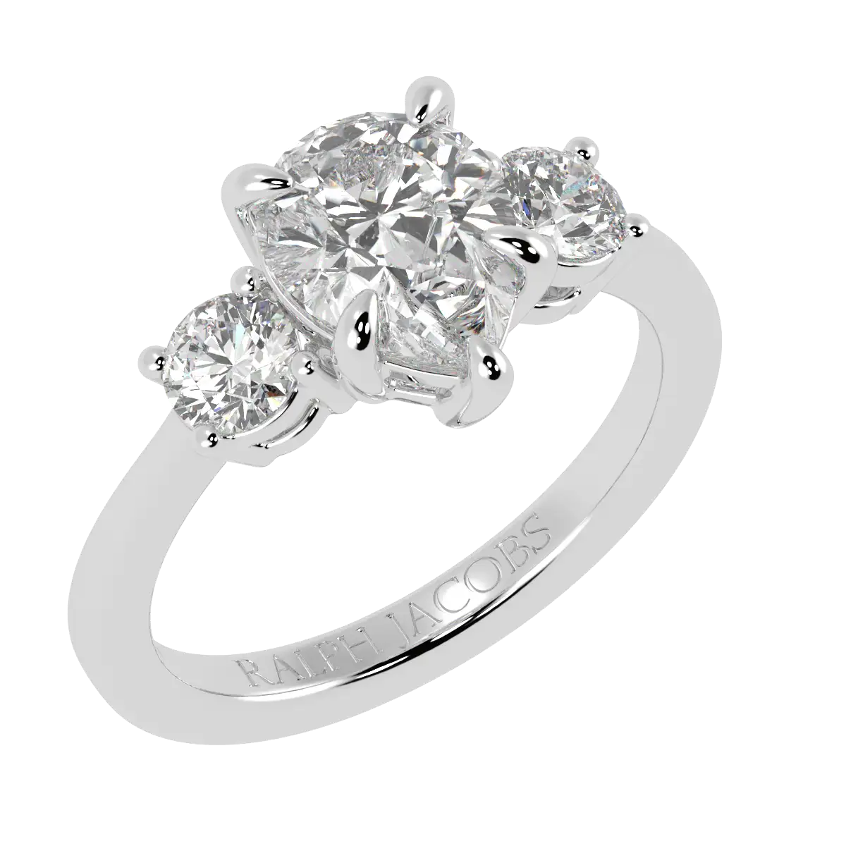 Selene 18K White Gold Three Stone Engagement Ring | Pear Shape