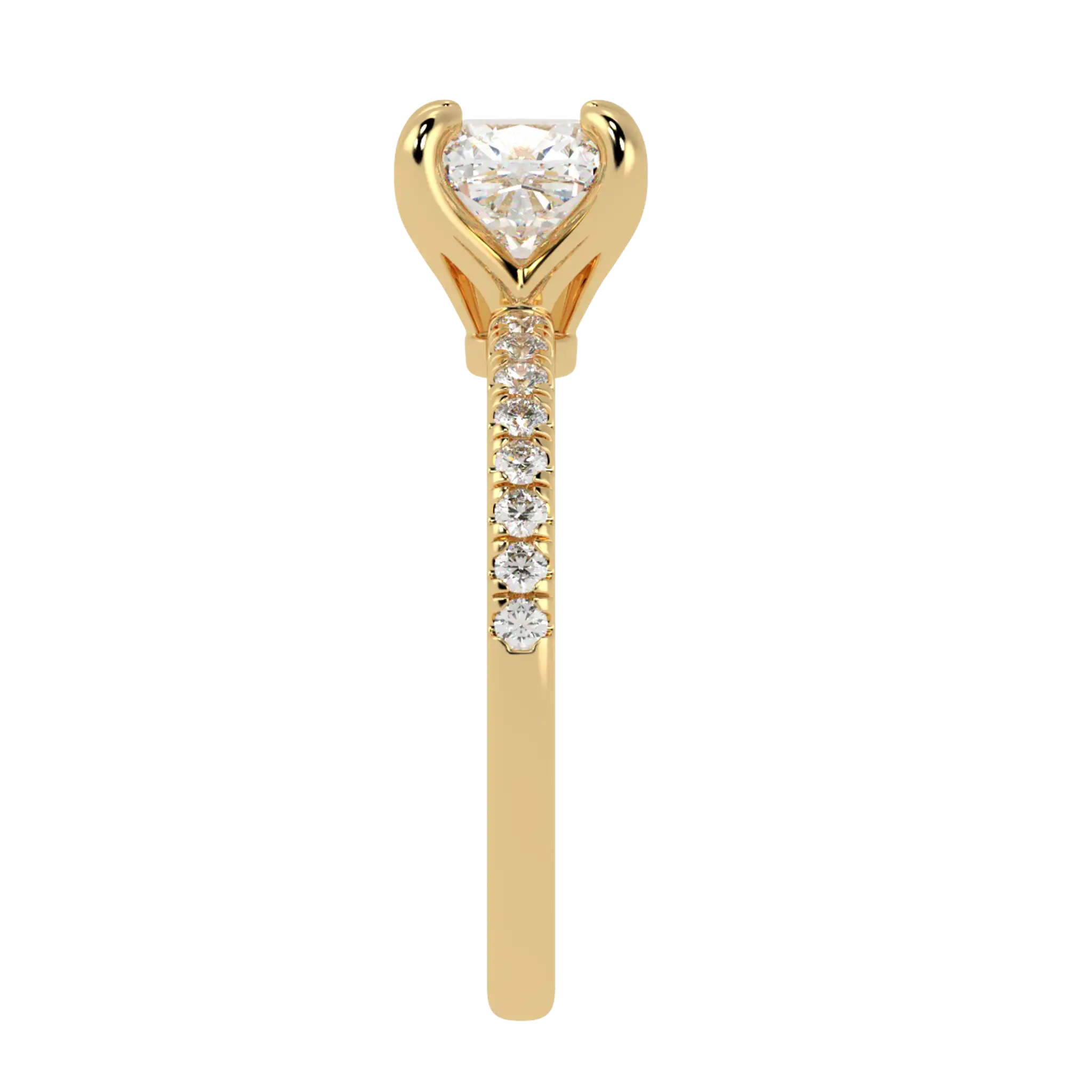Betty 9K Yellow Gold Accent Engagement Ring | Cushion Shape
