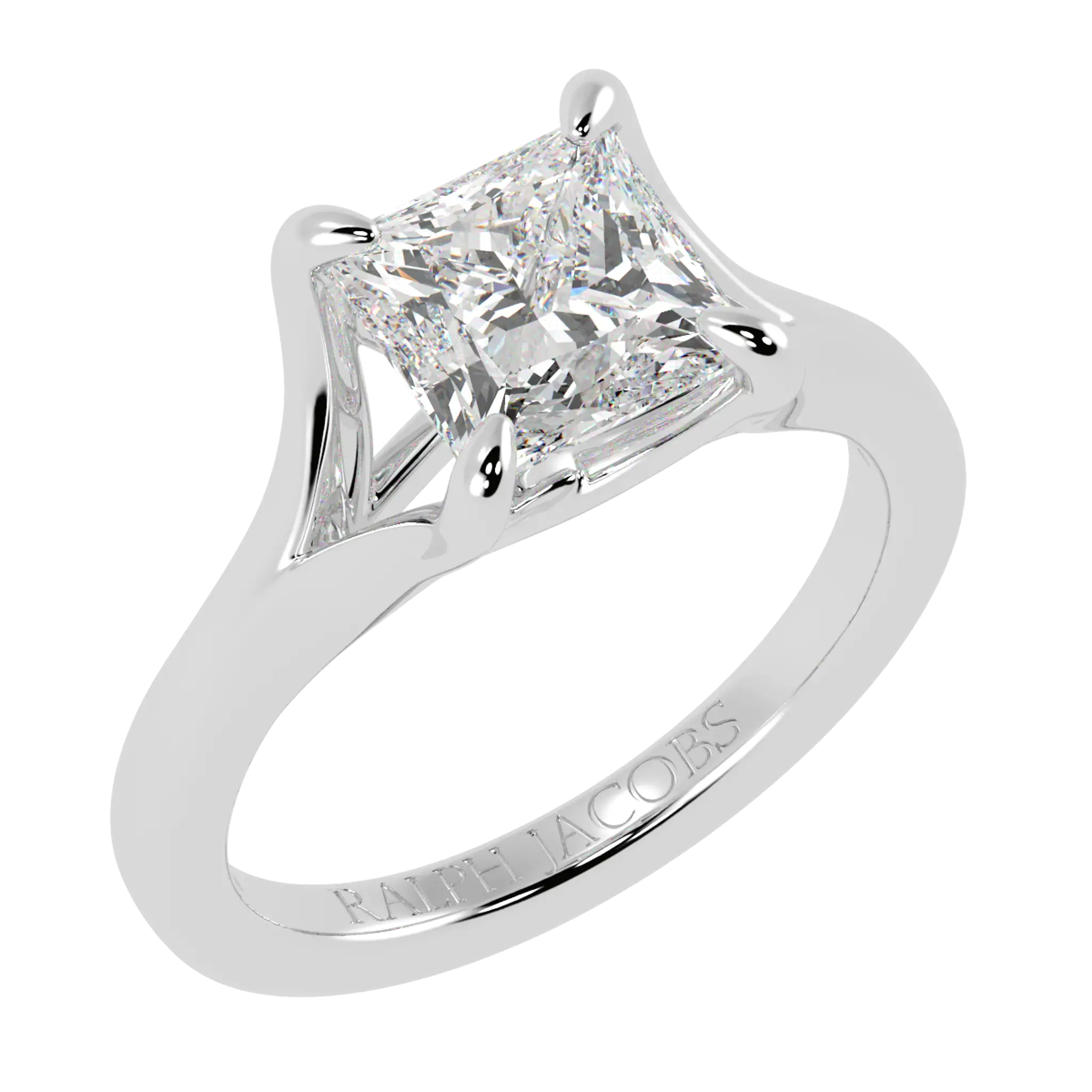 Poppy 9K White Gold Solitaire Engagement Ring | Princess Shape