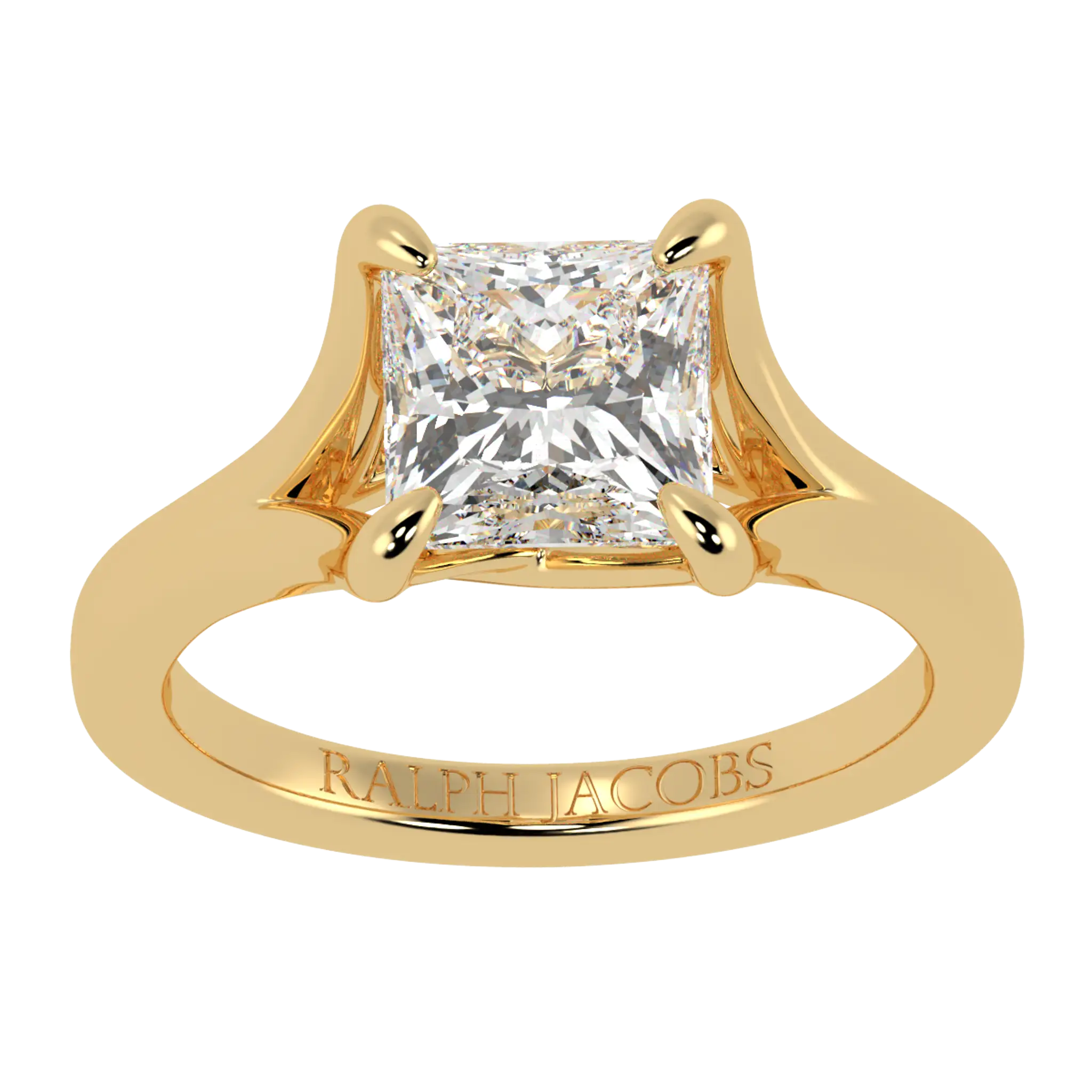 Poppy 18K Yellow Gold Solitaire Moissanite Engagement Ring | Princess Shape