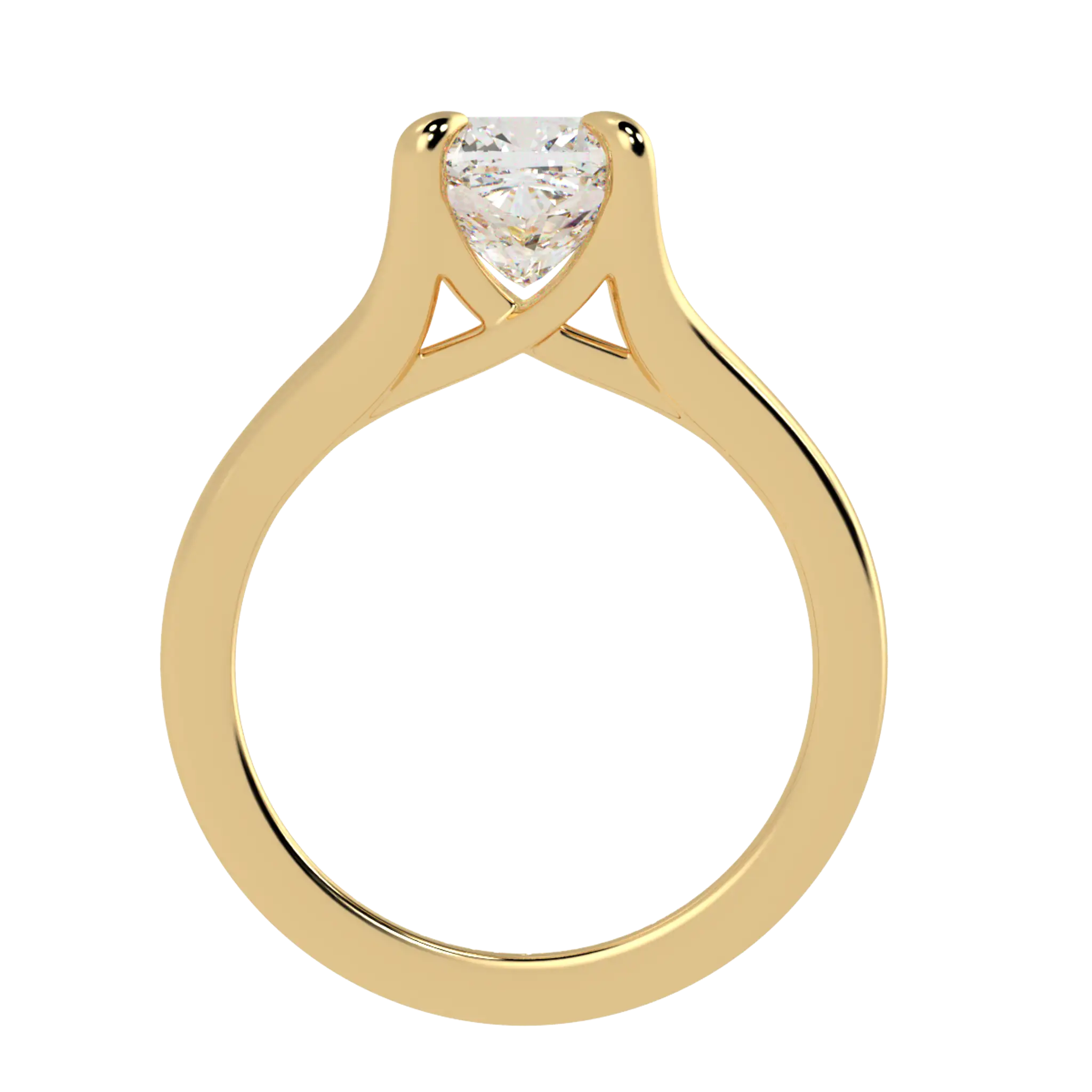 Poppy 9K Yellow Gold Solitaire Moissanite Engagement Ring | Cushion Shape