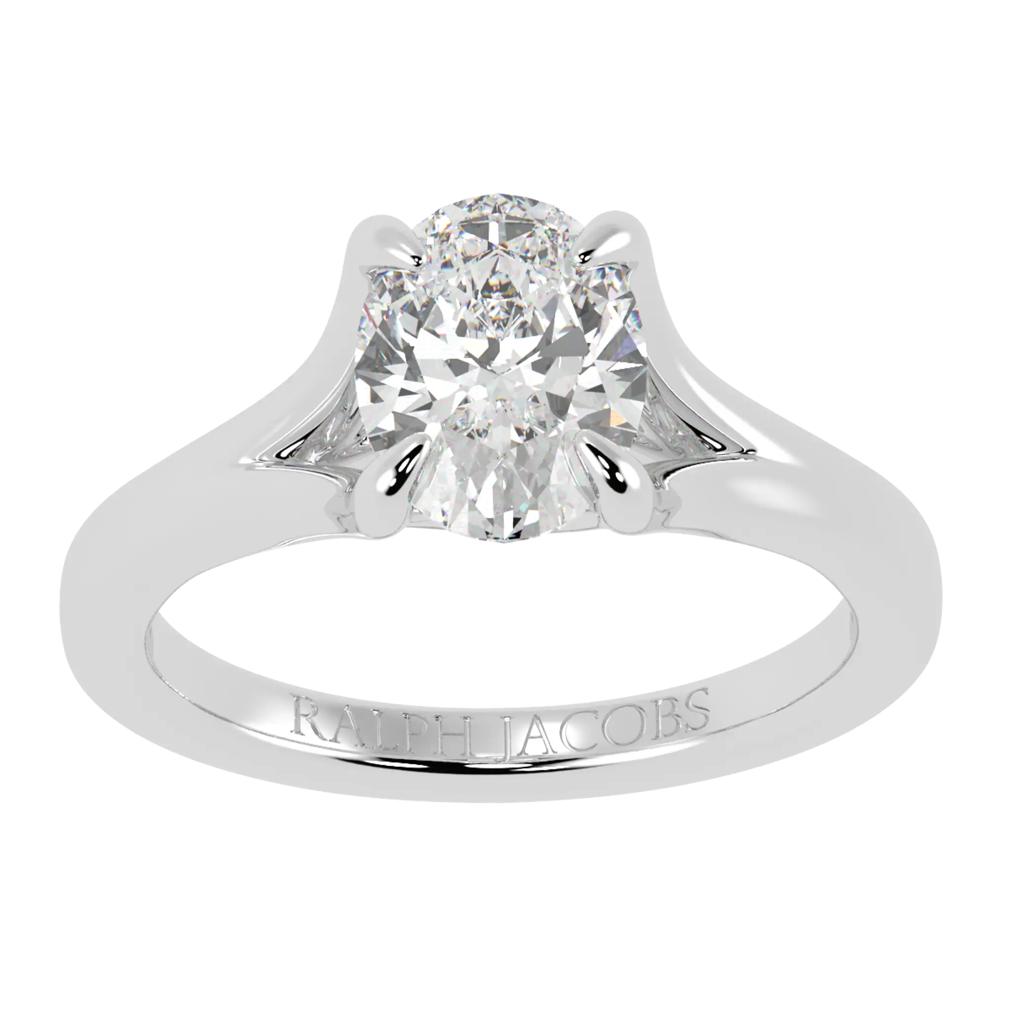 Poppy Platinum Solitaire Moissanite Engagement Ring | Oval Shape