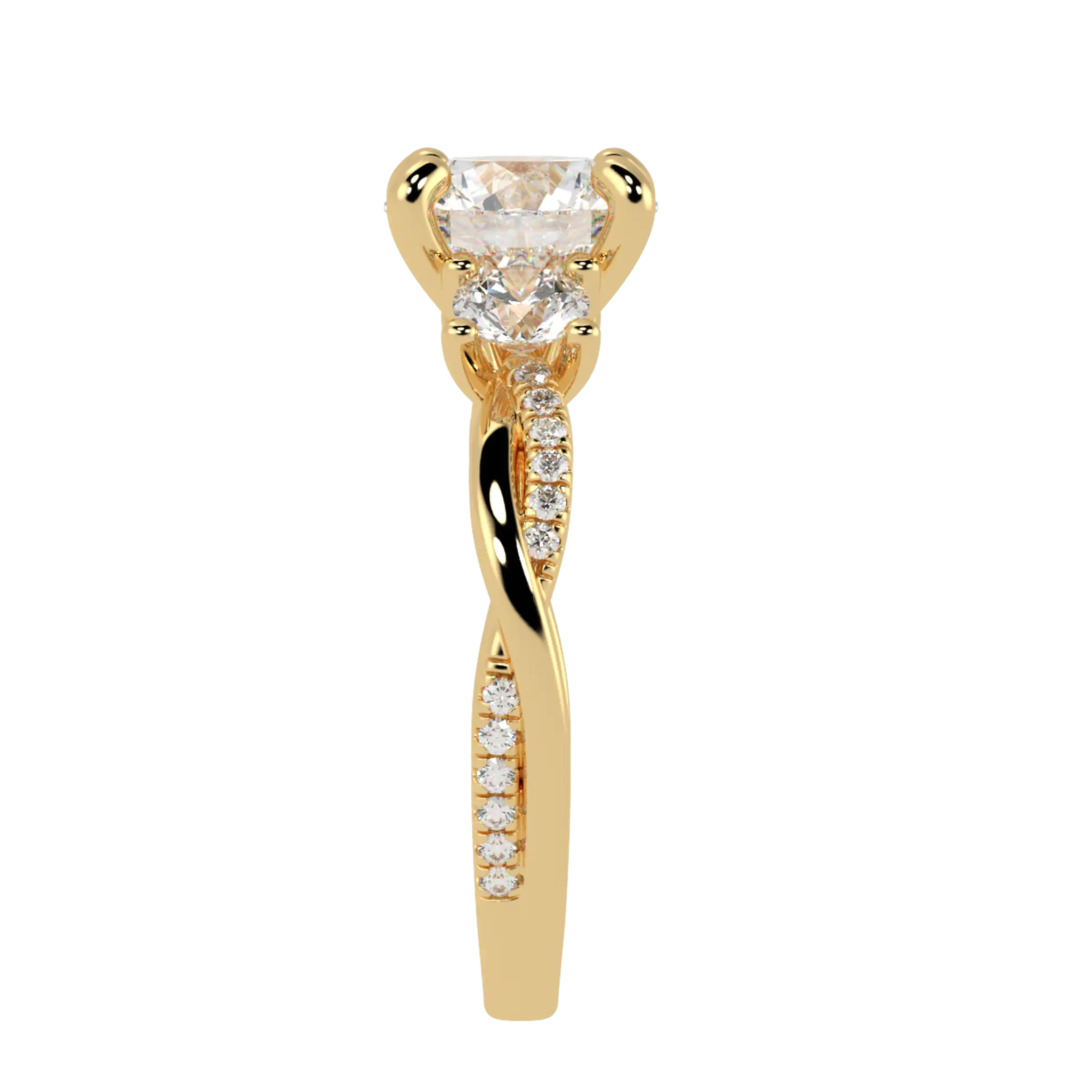 Jasmine 18K Yellow Gold Three Stone Engagement Ring