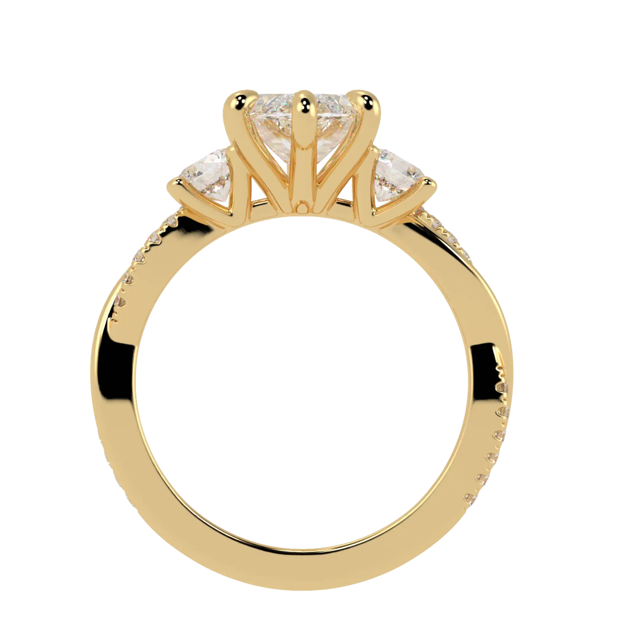 Jasmine 18K Yellow Gold Three Stone Engagement Ring | Marquise Shape