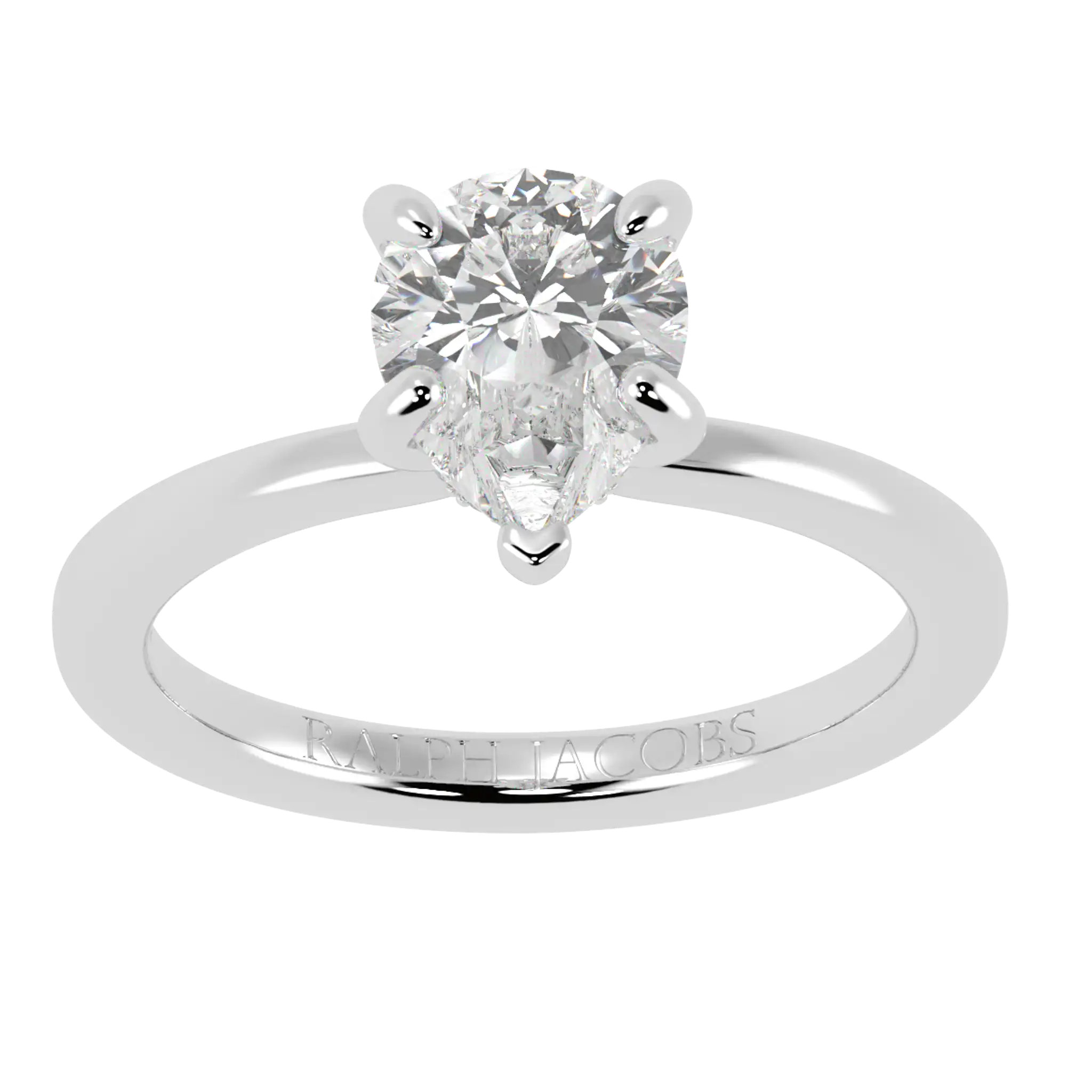 Raylee 9K White Gold Hidden Halo Engagement Ring | Pear Shape
