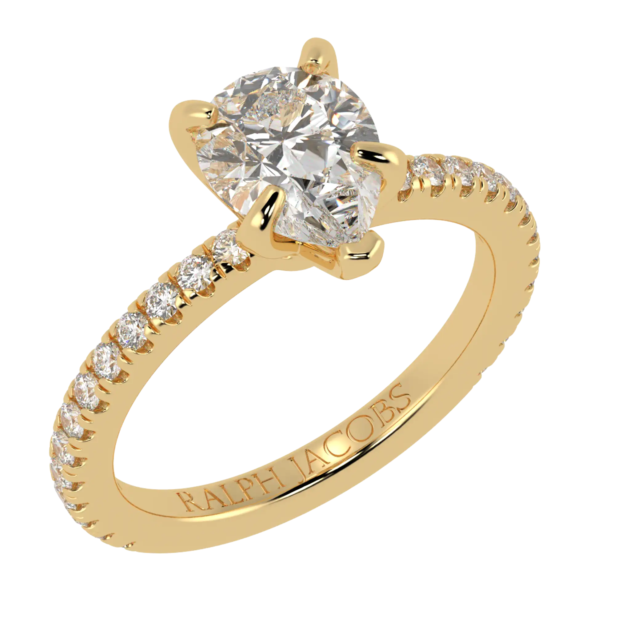 Betty 9K Yellow Gold Accent Engagement Ring | Pear Shape