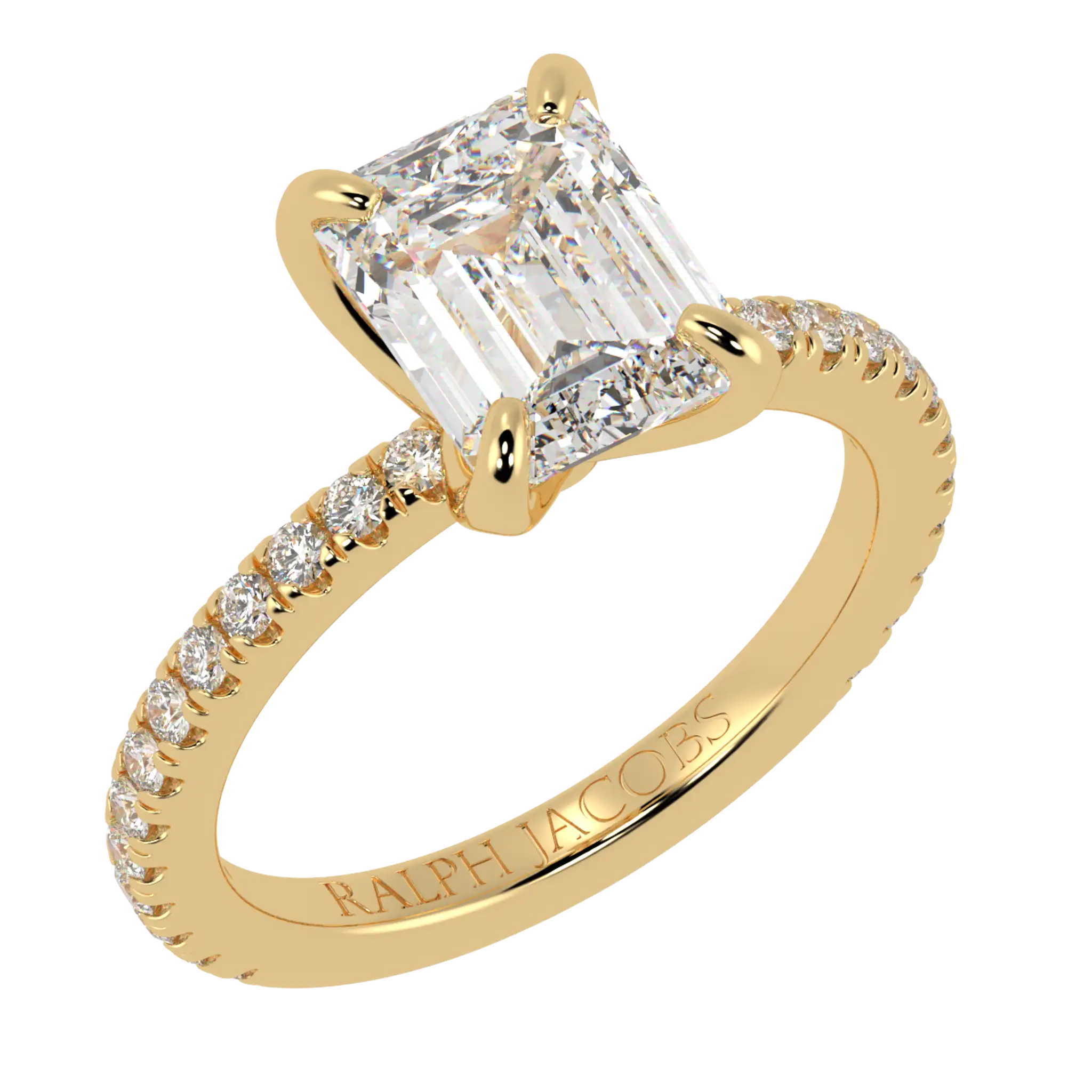 Betty 9K Yellow Gold Accent Engagement Ring | Emerald Shape