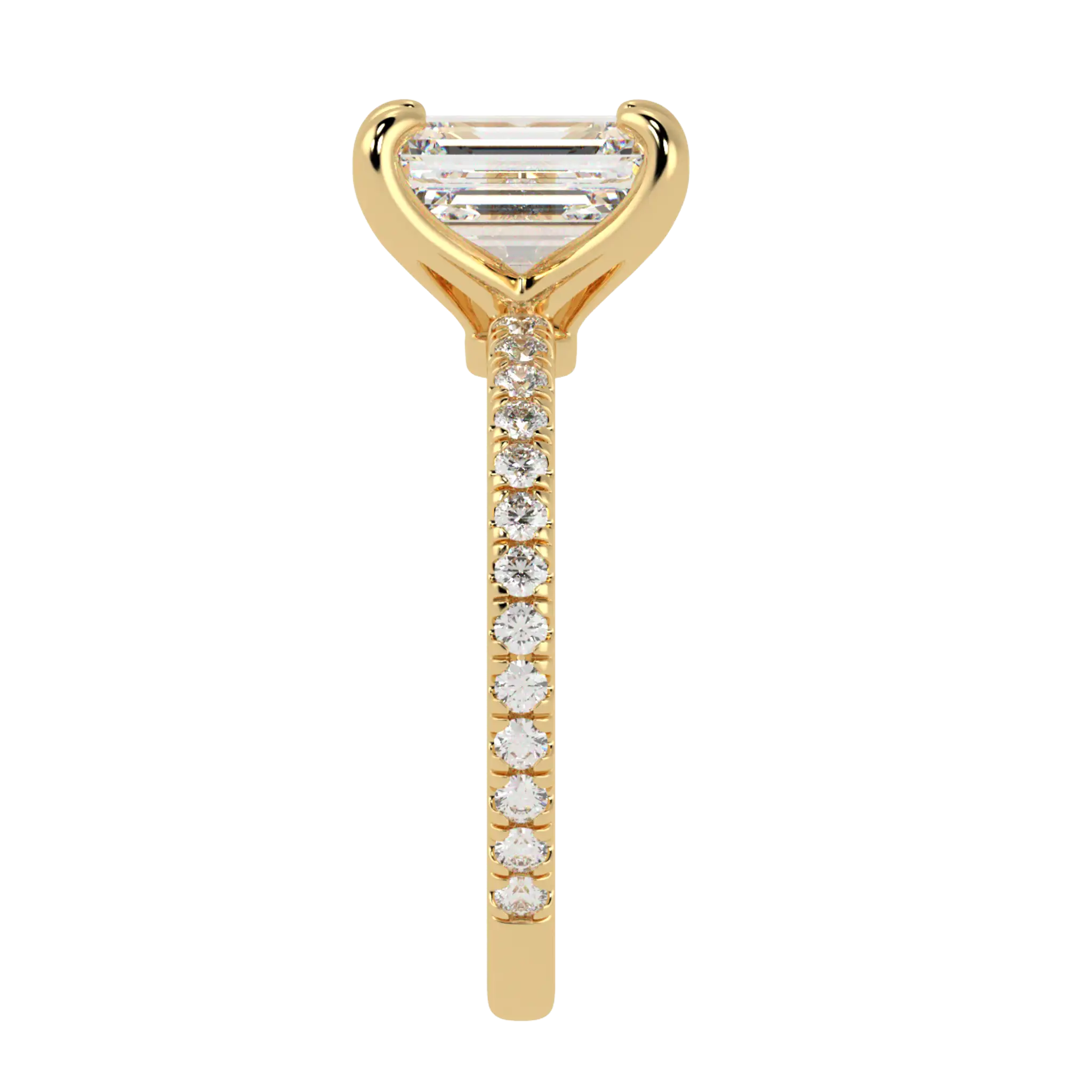 Betty 9K Yellow Gold Accent Engagement Ring | Emerald Shape