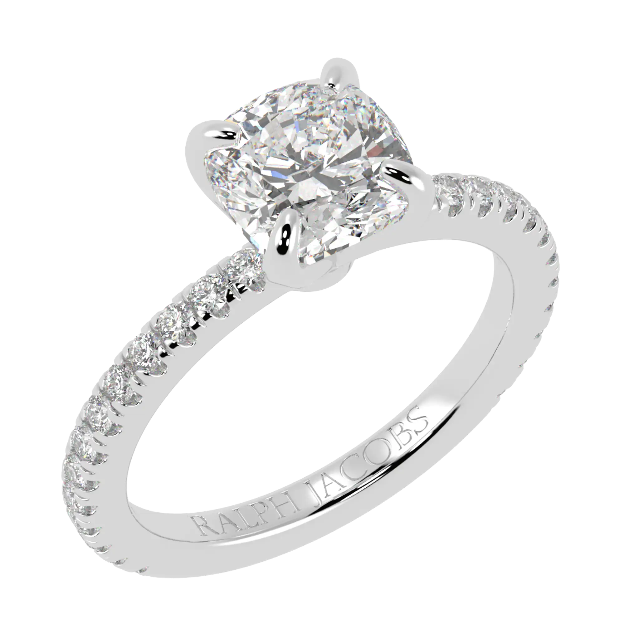 Betty 9K White Gold Accent Engagement Ring | Cushion Shape