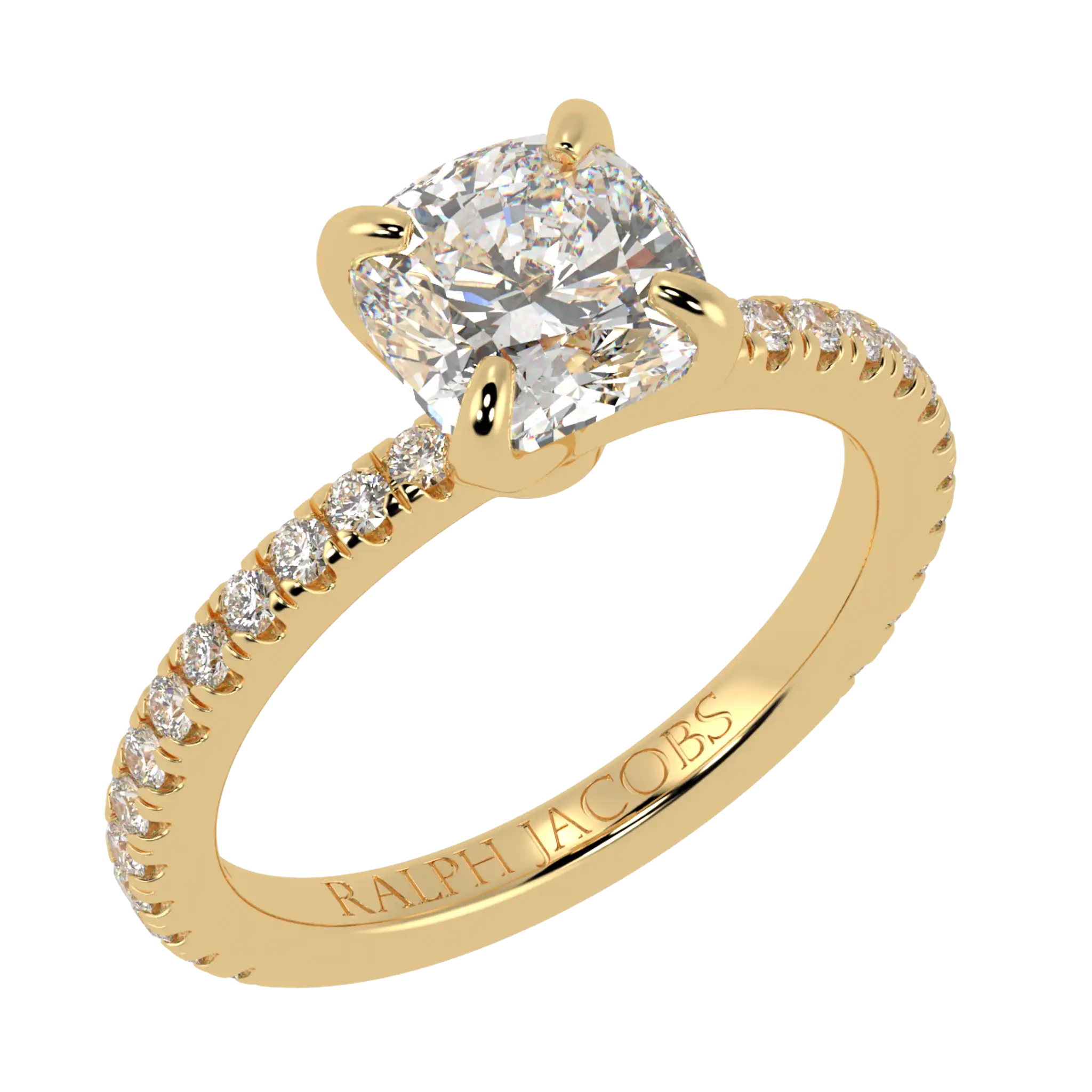 Betty 9K Yellow Gold Accent Engagement Ring | Cushion Shape