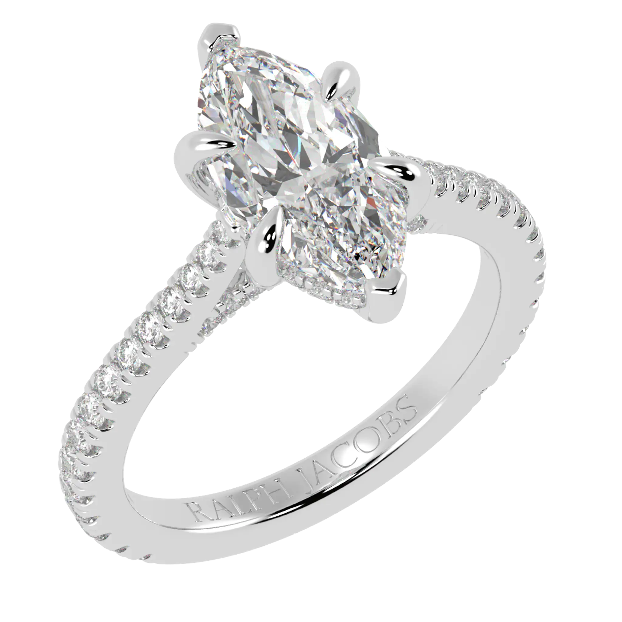 Arya 9K White Gold Accent Engagement Ring | Marquise Shape