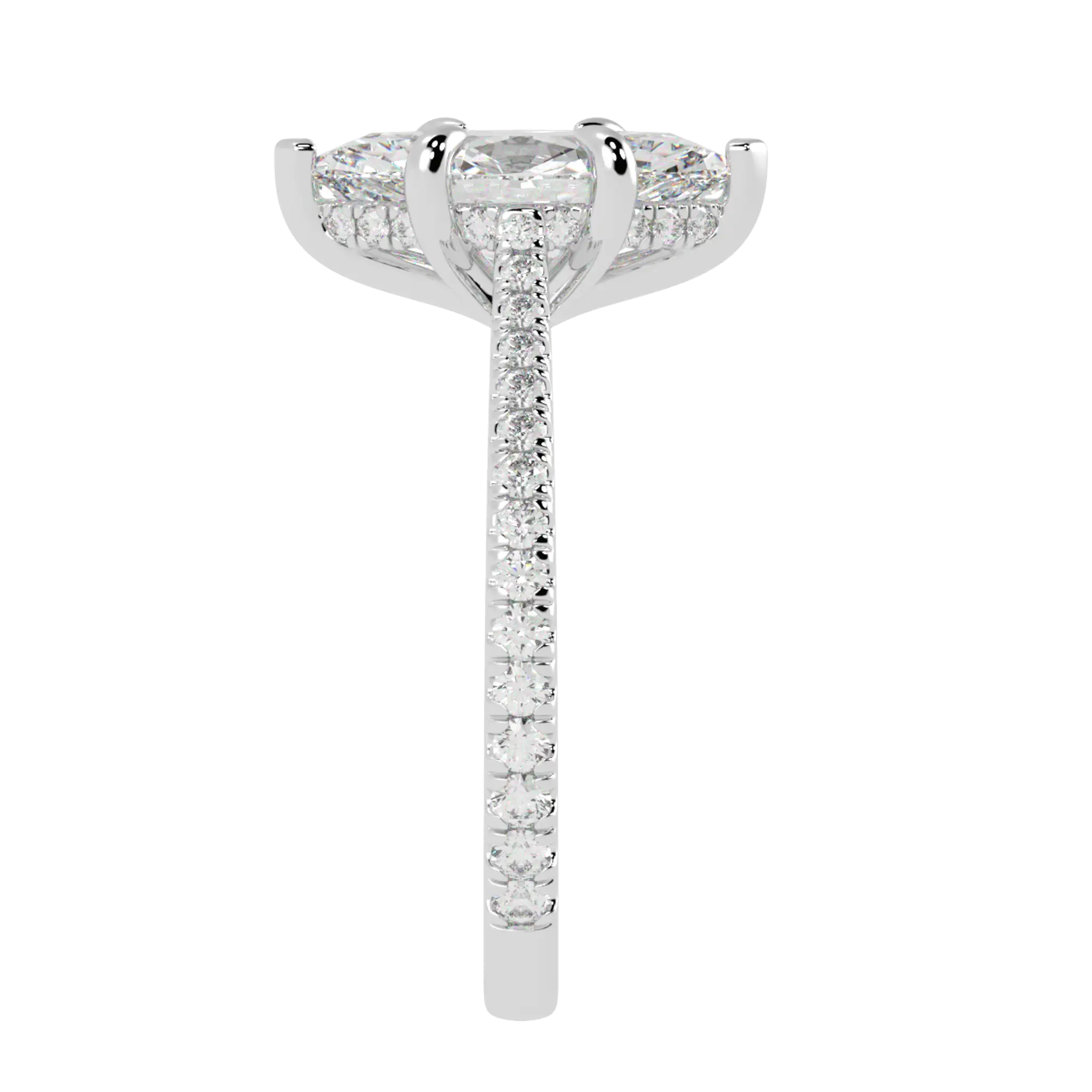 Arya 9K White Gold Accent Engagement Ring | Marquise Shape