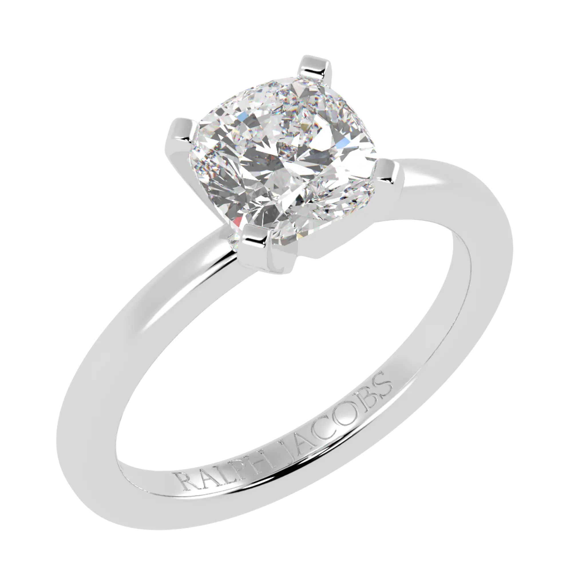 Nikki 9K White Gold Solitaire Moissanite Engagement Rings | Cushion Shape