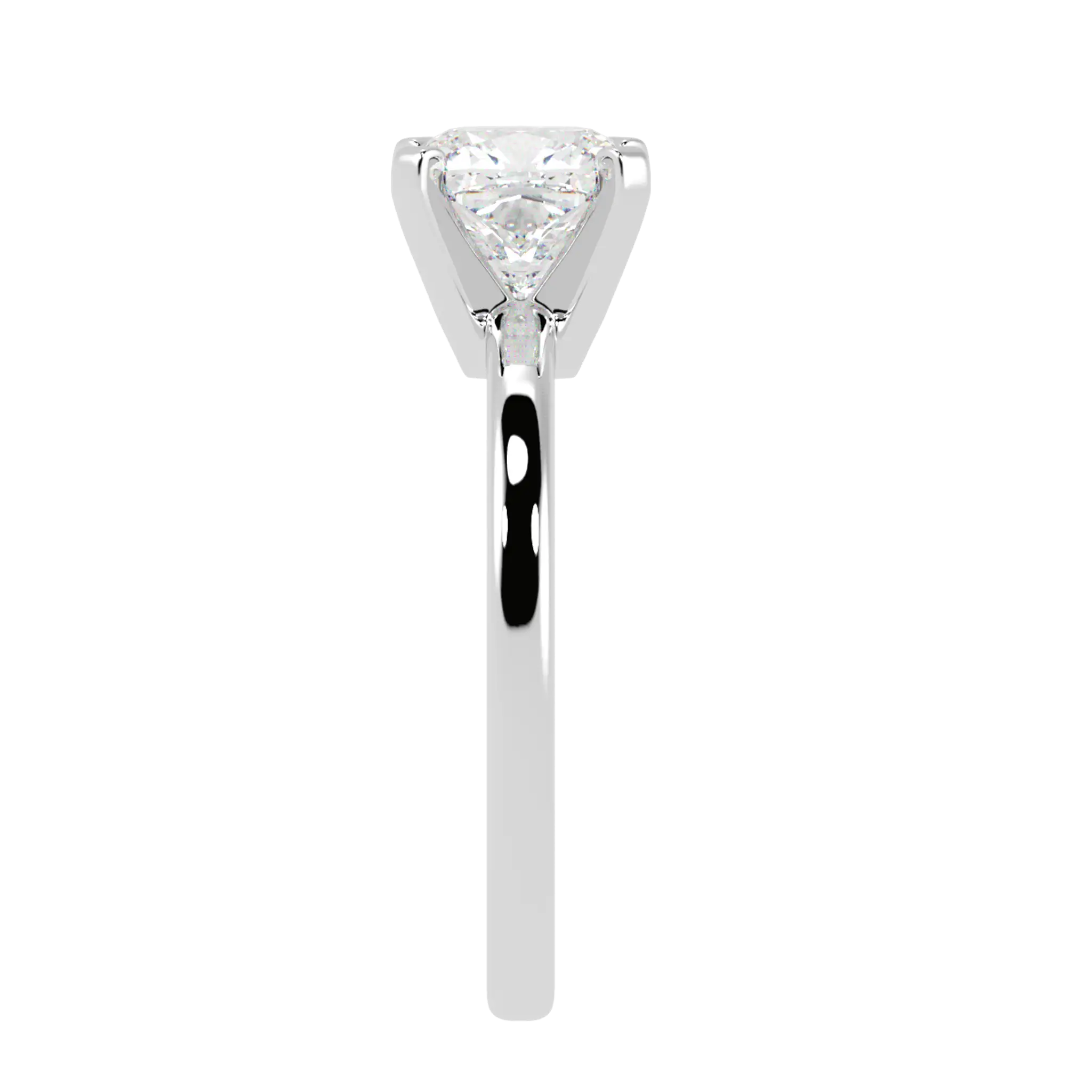 Nikki 18K White Gold Solitaire Moissanite Engagement Rings | Cushion Shape