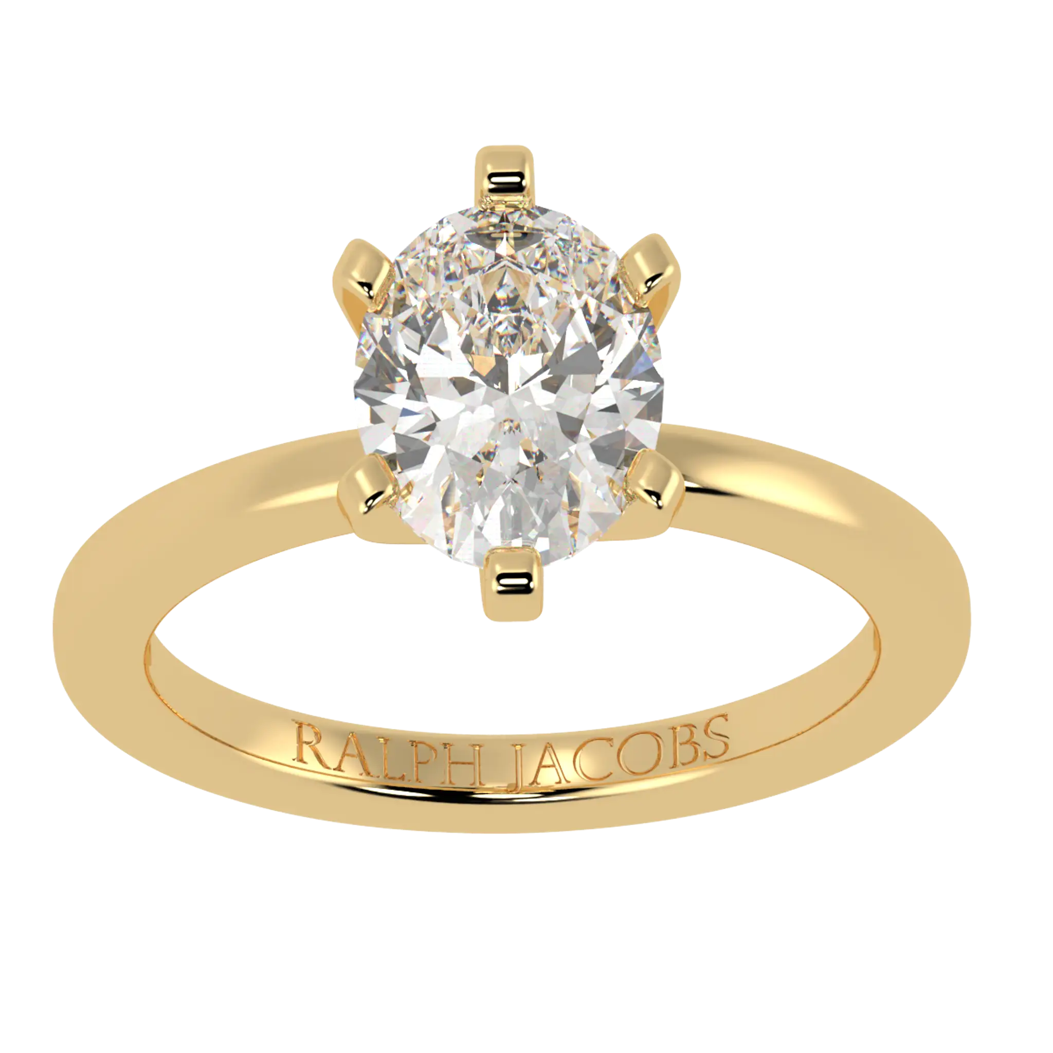 Nikki 18K Yellow Gold Solitaire Moissanite Engagement Rings | Oval Shape
