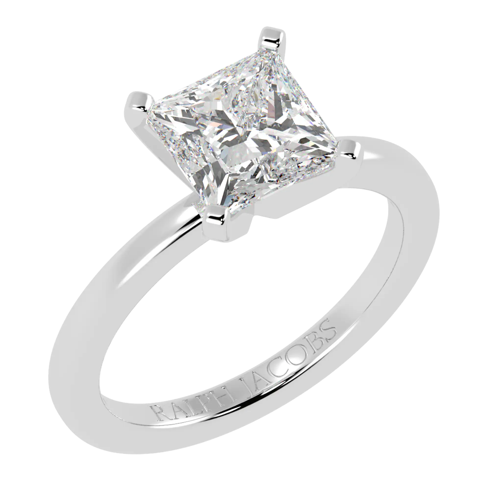 Nikki 18K White Gold Solitaire Moissanite Engagement Rings | Princess Shape