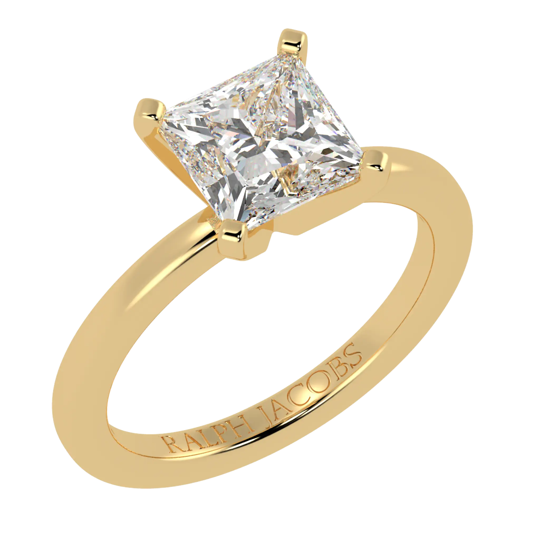 Nikki 18K Yellow Gold Solitaire Moissanite Engagement Rings | Princess Shape