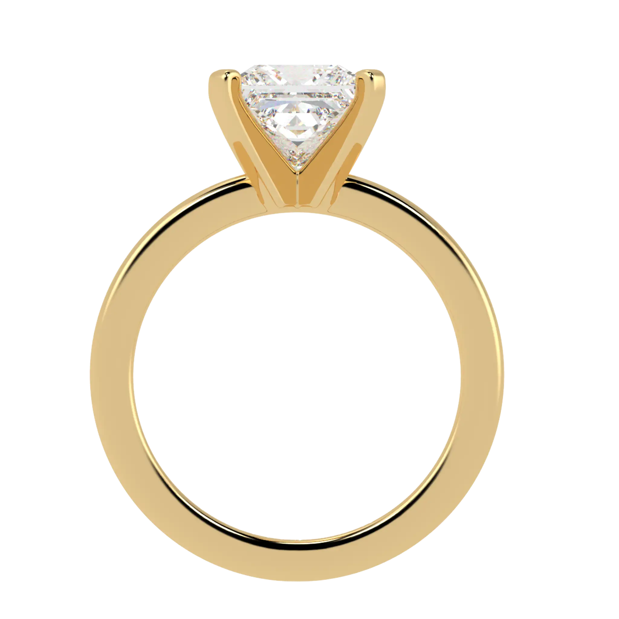Nikki 18K Yellow Gold Solitaire Moissanite Engagement Rings | Princess Shape