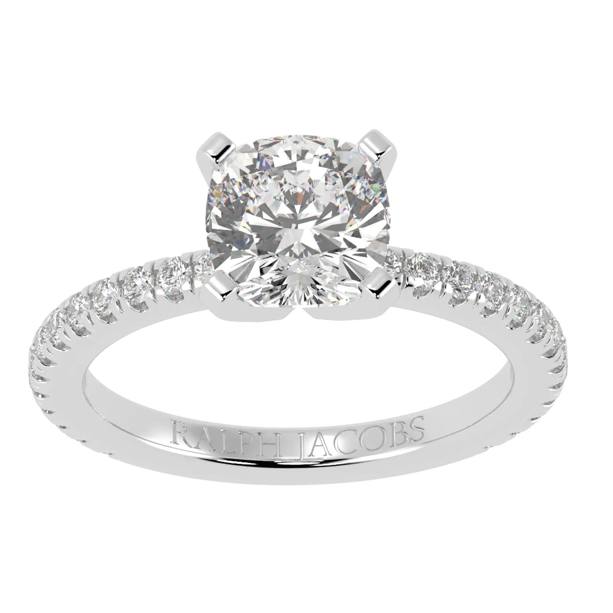 Nikki 9K White Gold Accent Moissanite Engagement Rings | Cushion Shape