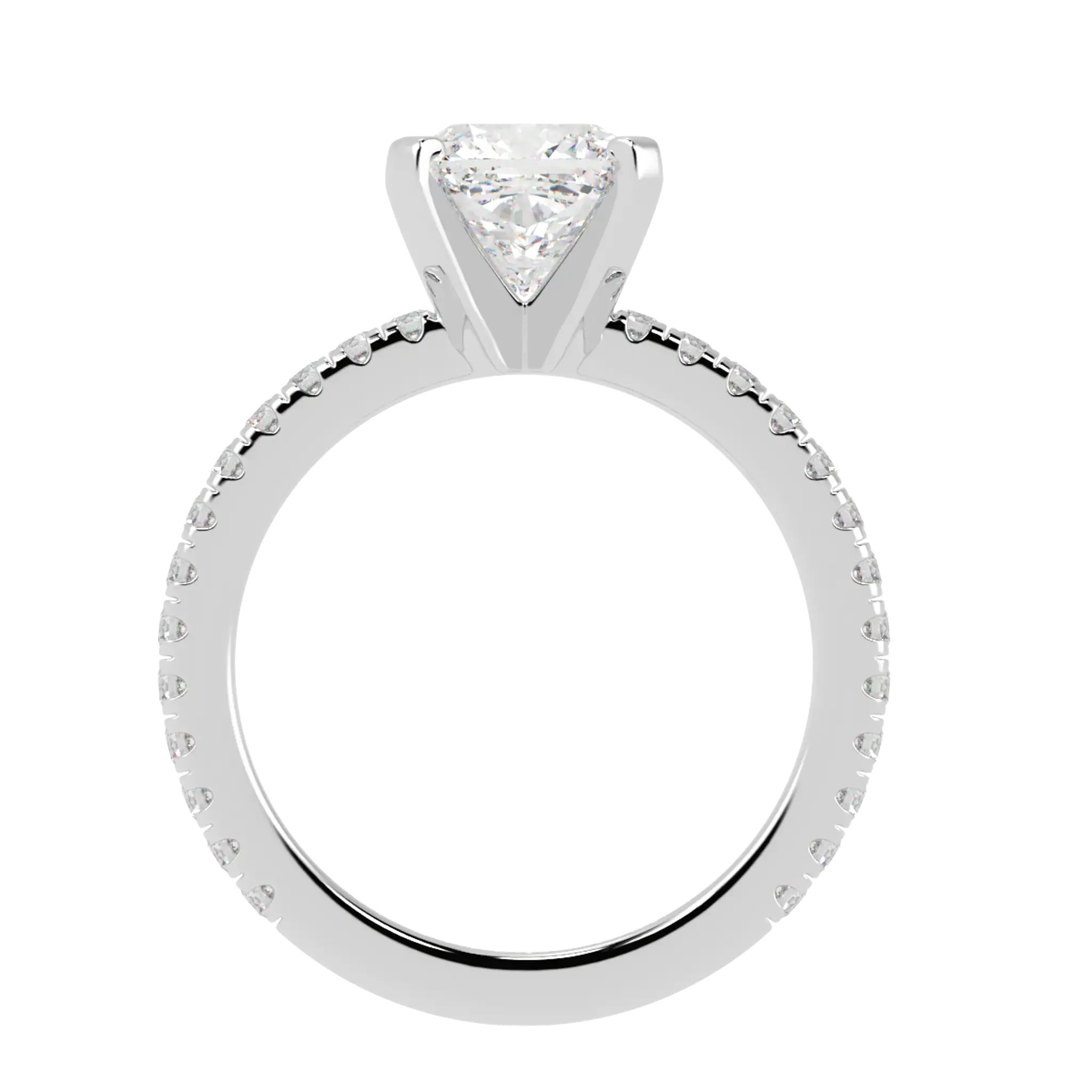 Nikki 18K White Gold Accent Moissanite Engagement Rings | Cushion Shape