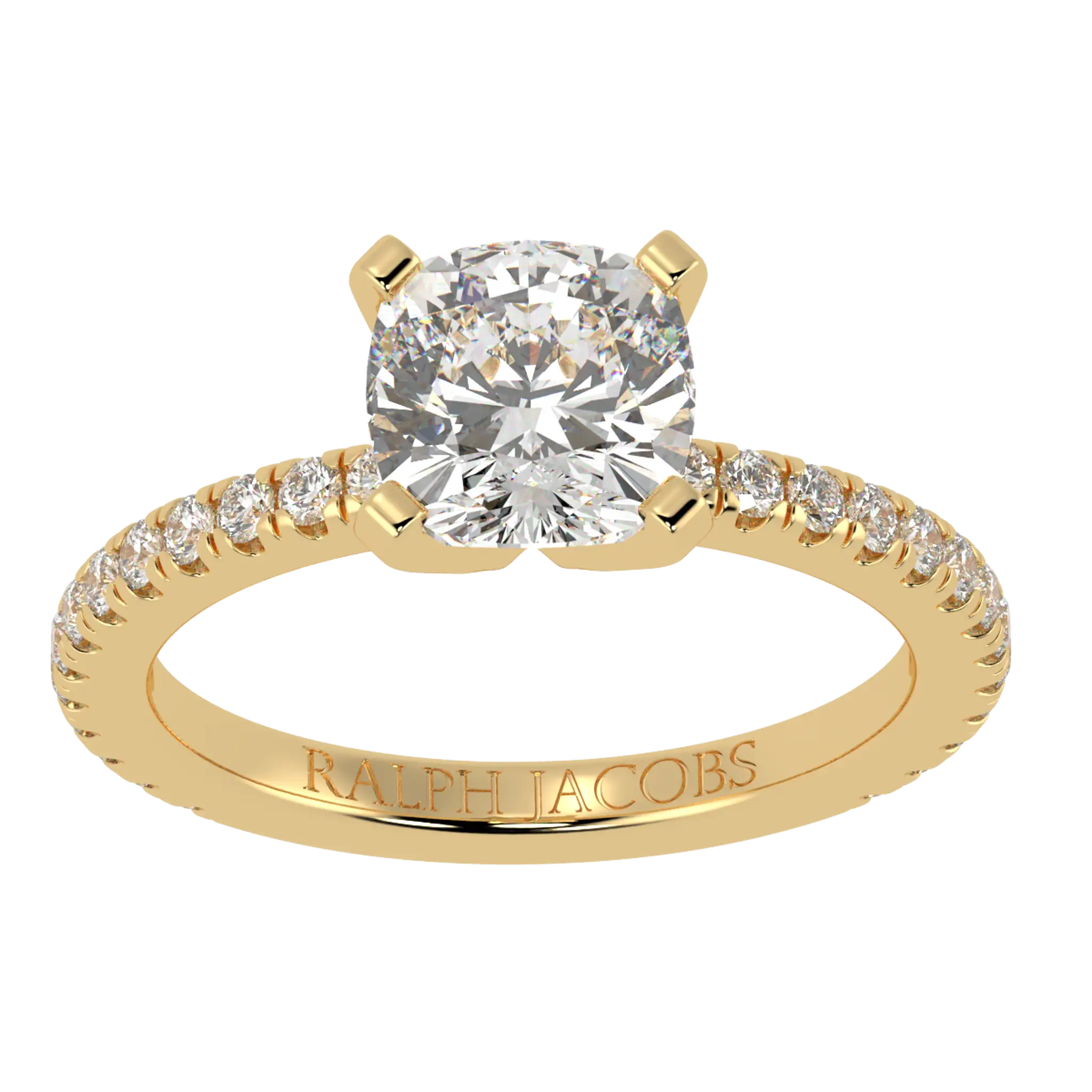 Nikki 9K Yellow Gold Accent Moissanite Engagement Rings | Cushion Shape