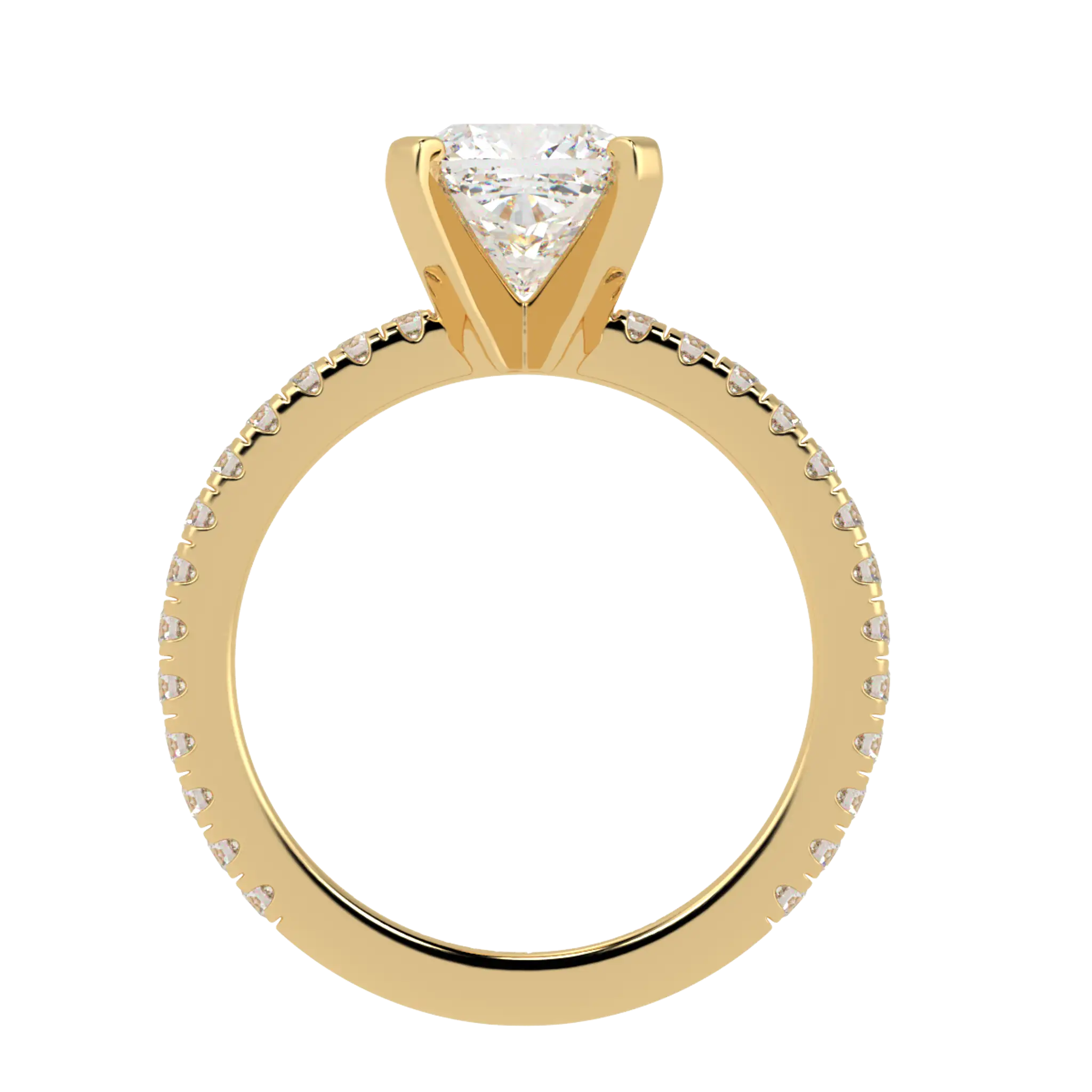 Nikki 9K Yellow Gold Accent Moissanite Engagement Rings | Cushion Shape