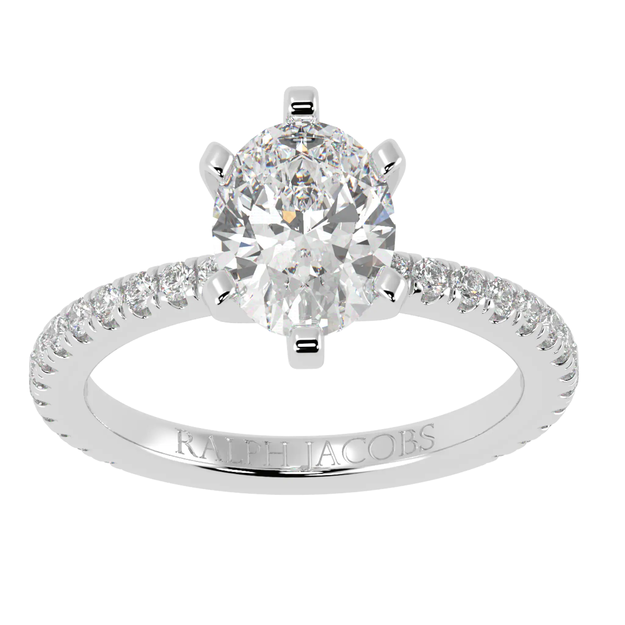 Nikki 9K White Gold Accent Moissanite Engagement Rings | Oval Shape