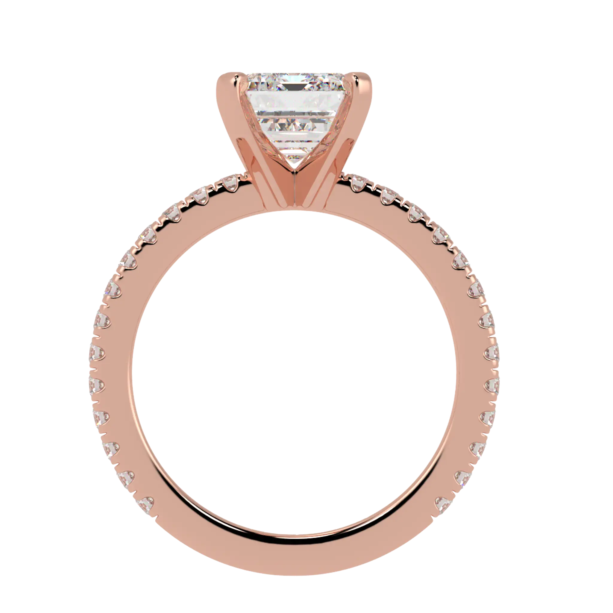 Nikki 14K Rose Gold Accent Moissanite Engagement Rings | Emerald Shape