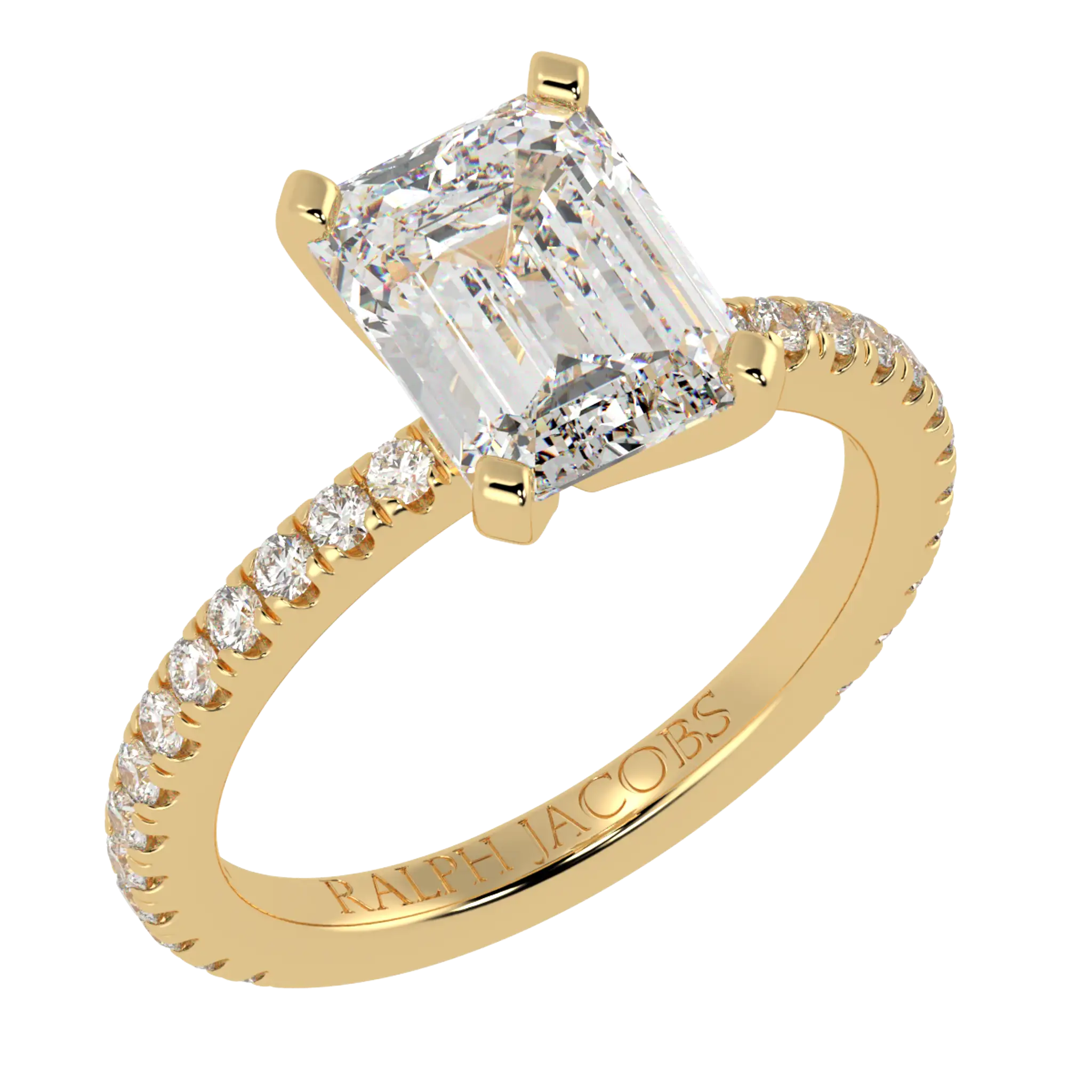 Nikki 9K Yellow Gold Accent Moissanite Engagement Rings | Emerald Shape