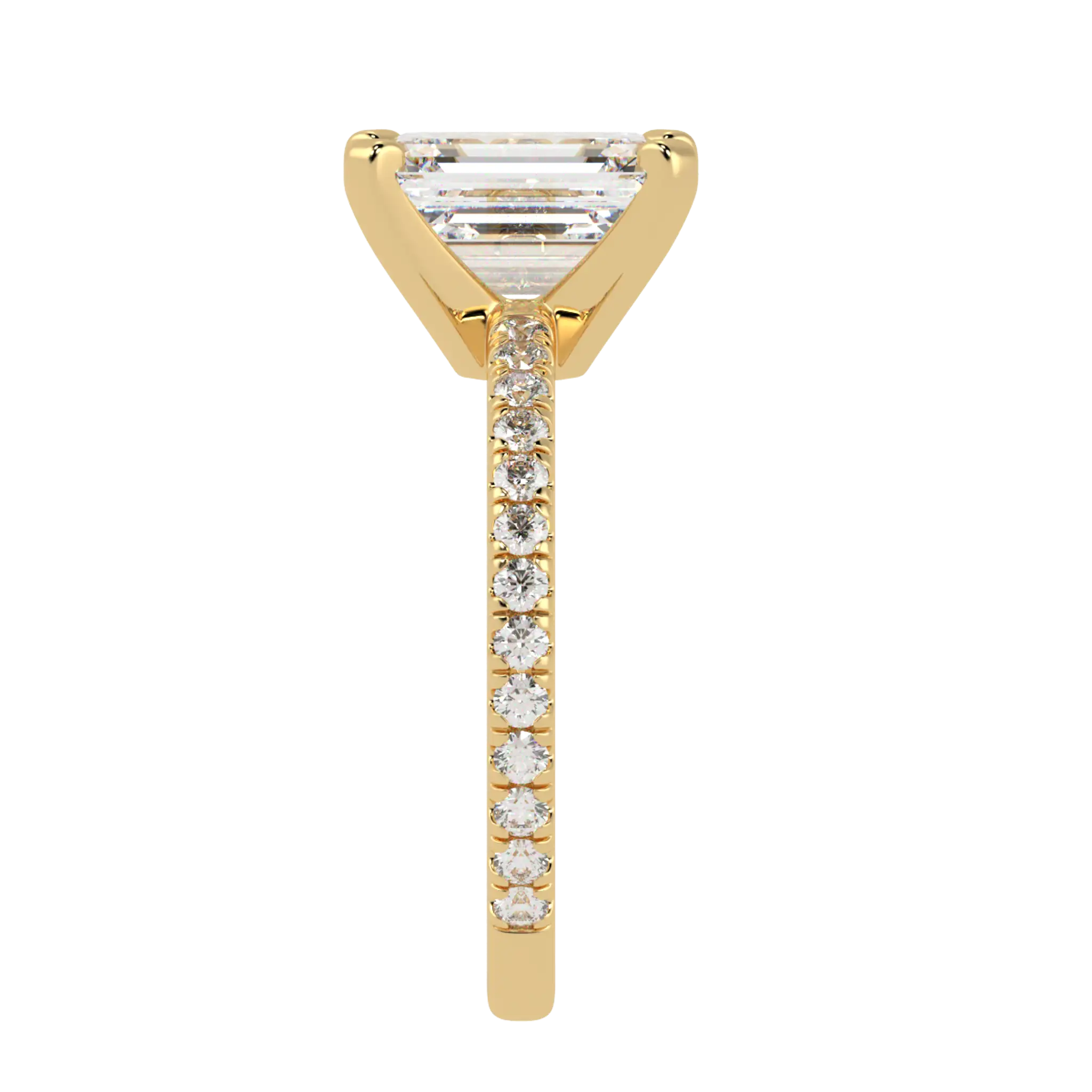 Nikki 9K Yellow Gold Accent Moissanite Engagement Rings | Emerald Shape