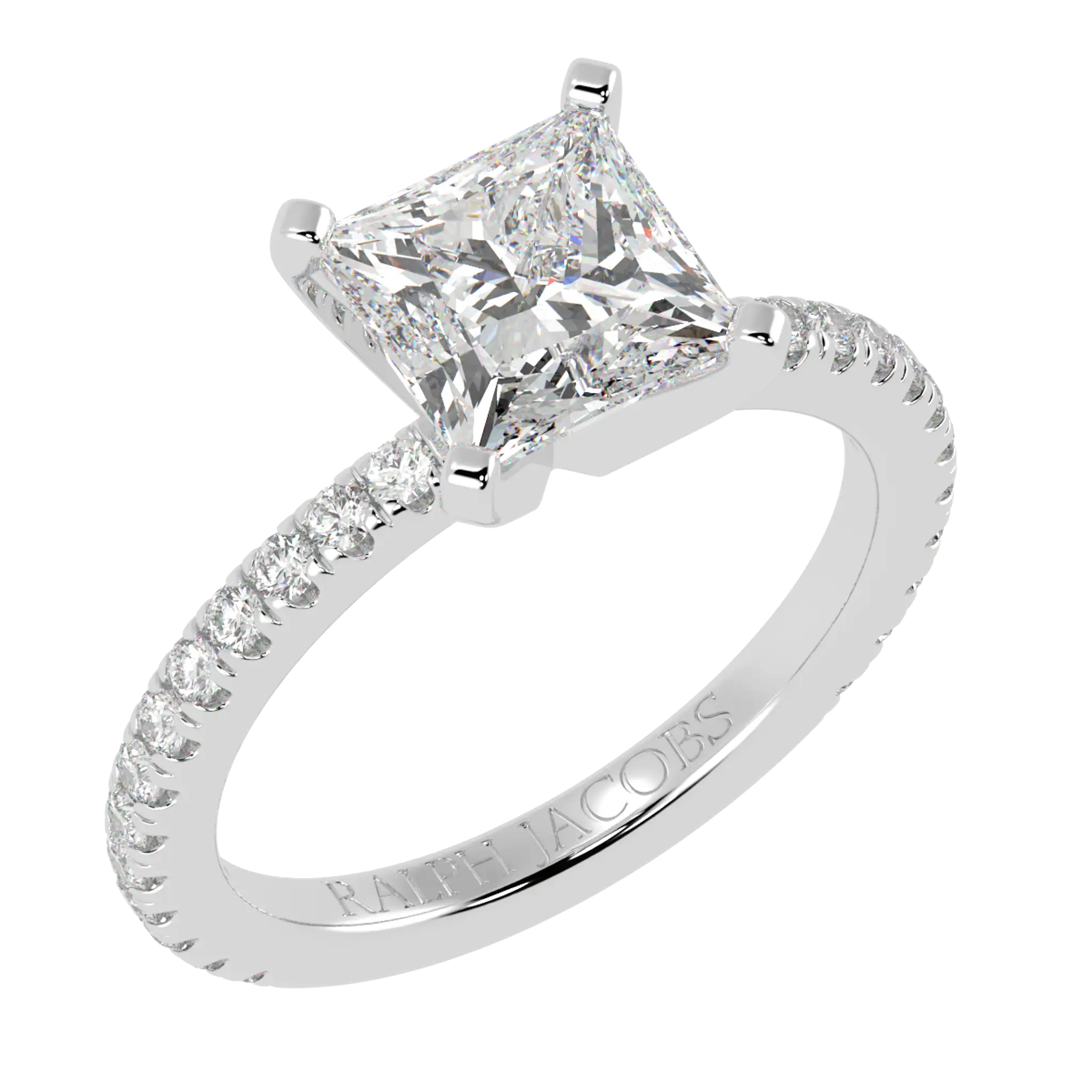 Nikki Platinum Accent Moissanite Engagement Rings | Princess Shape