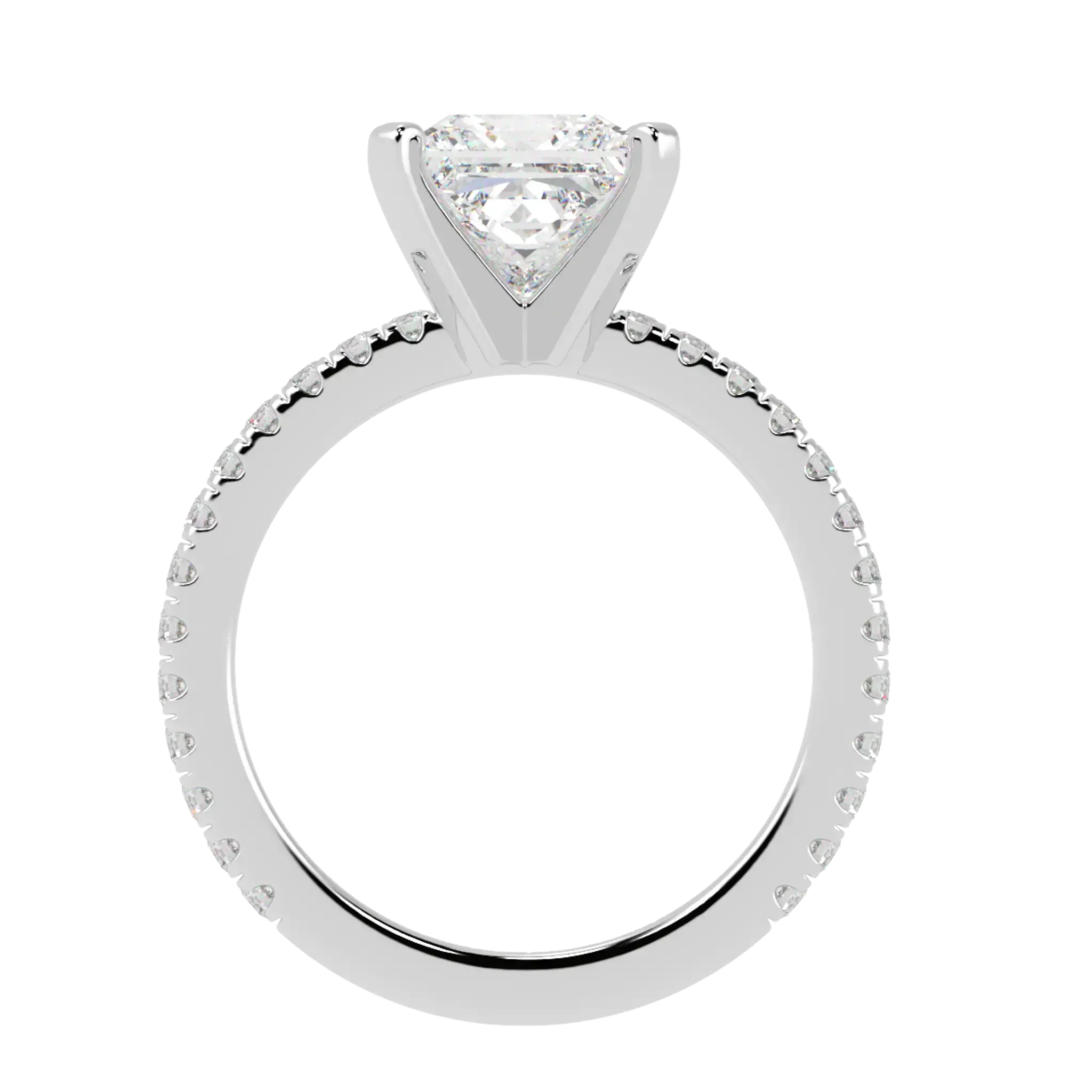 Nikki 9K White Gold Accent Moissanite Engagement Rings | Princess Shape