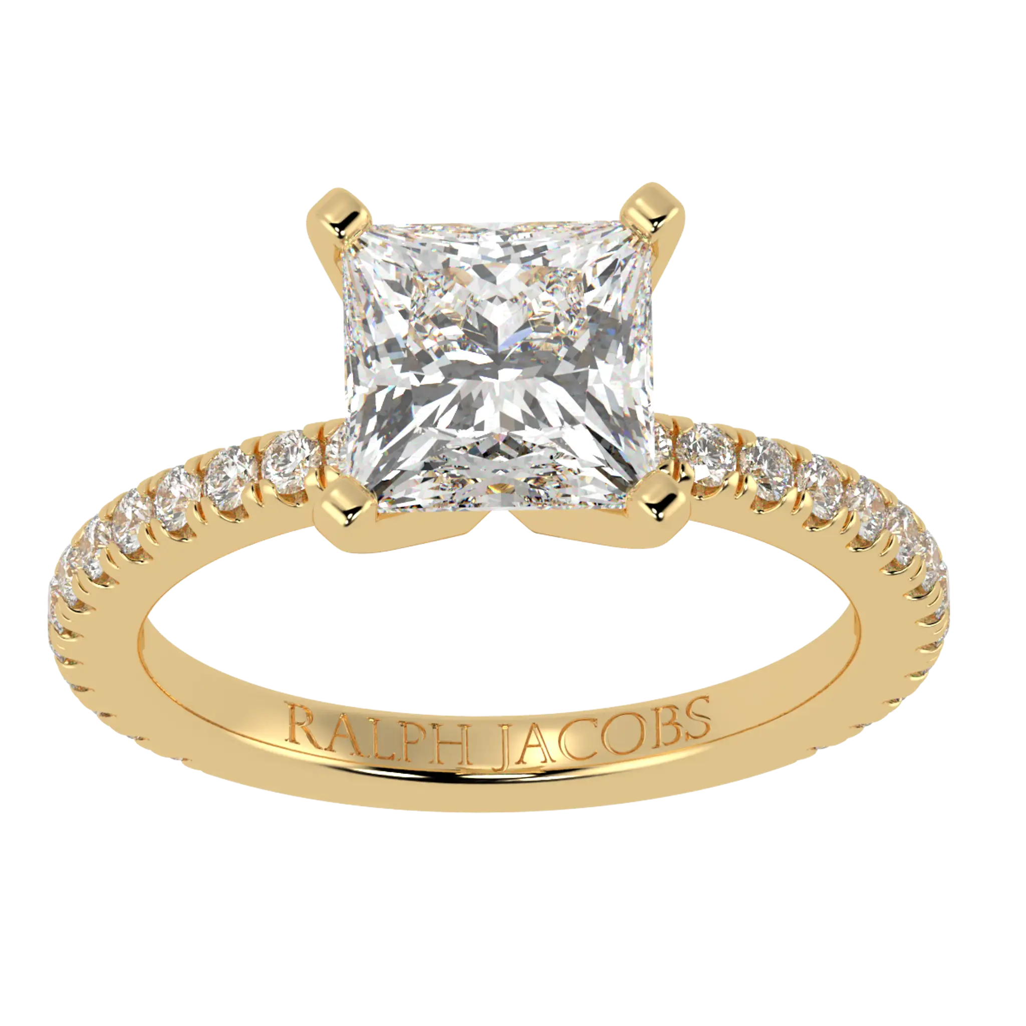 Nikki 9K Yellow Gold Accent Moissanite Engagement Rings | Princess Shape