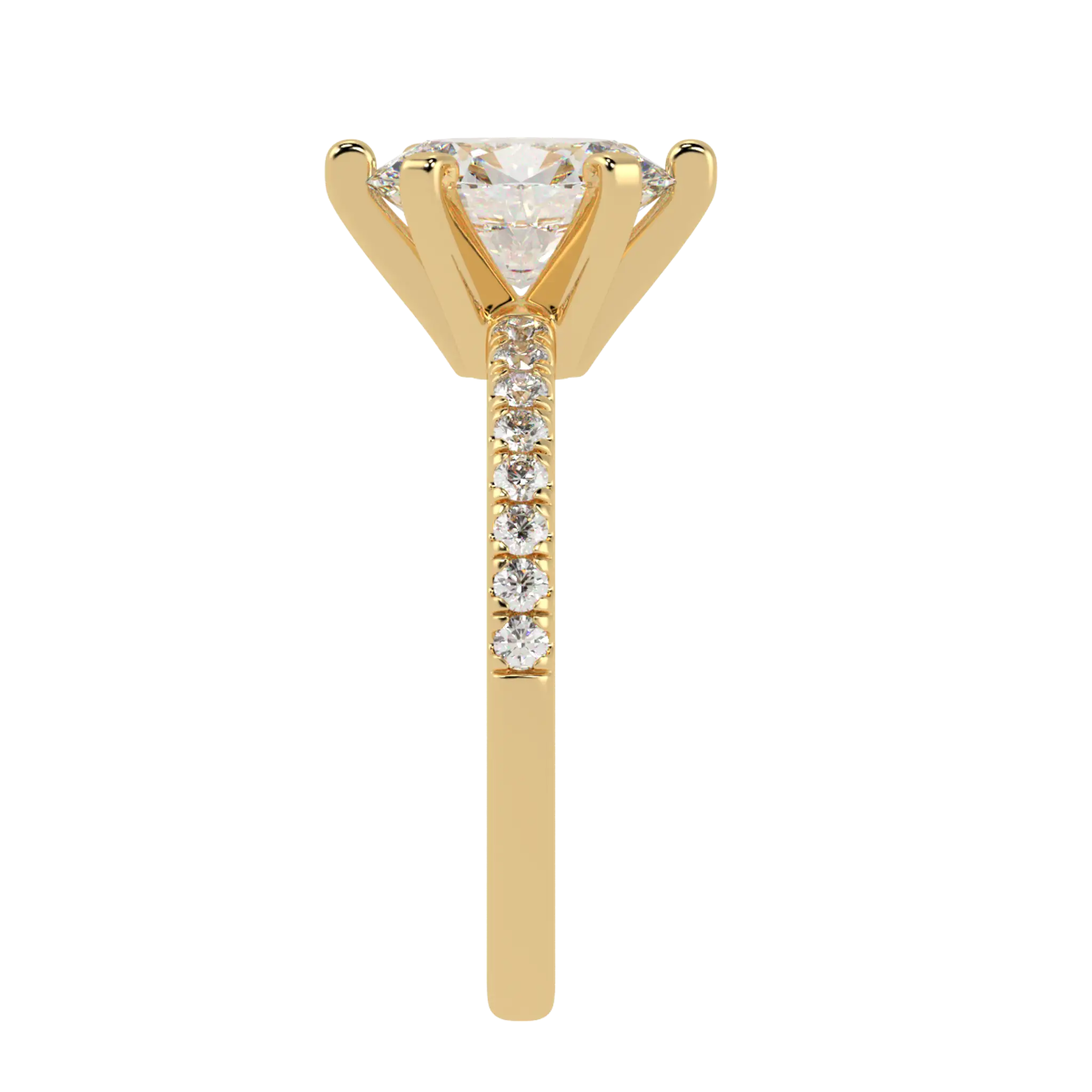 Nikki 9K Yellow Gold Accent Moissanite Engagement Rings | Oval Shape