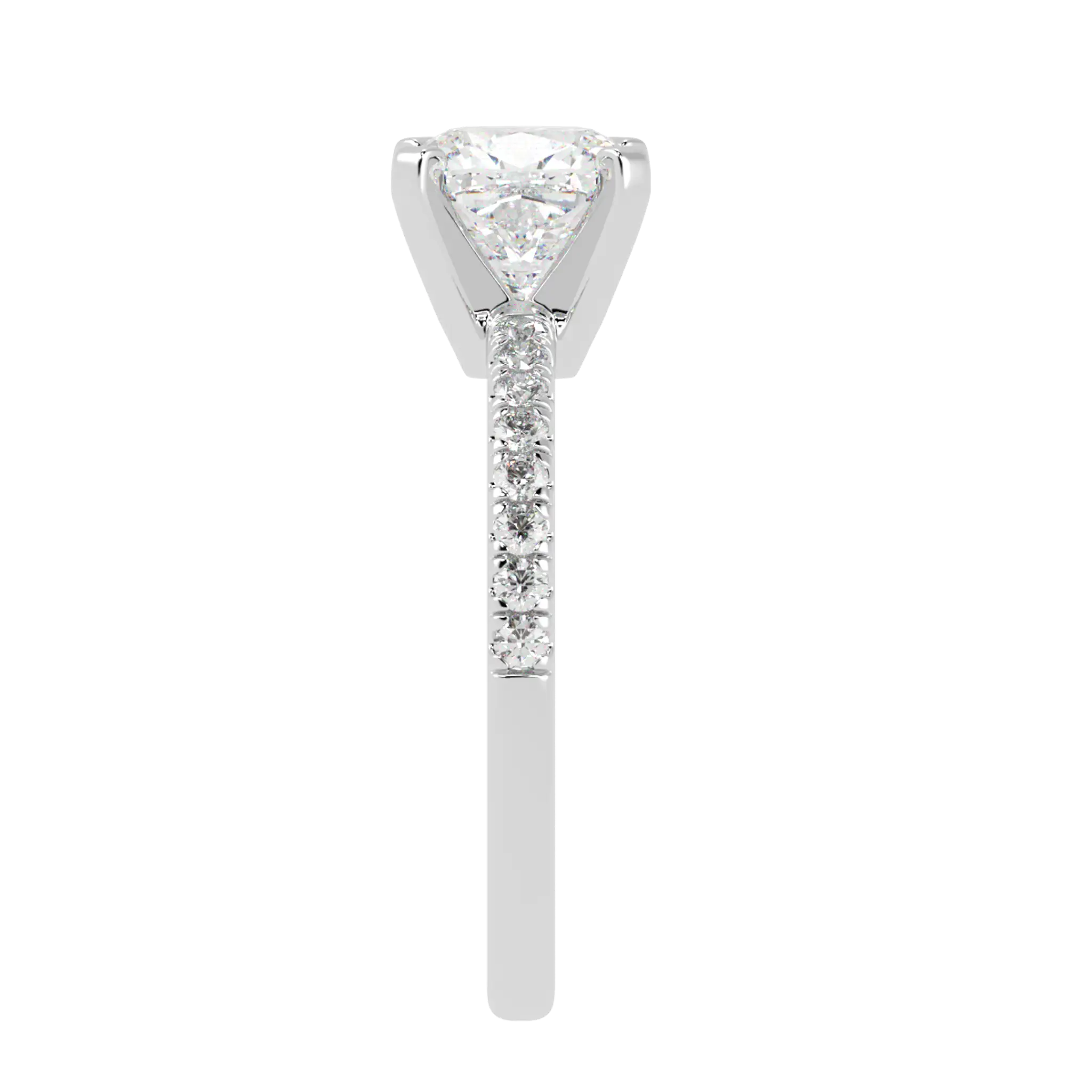 Nikki 9K White Gold Accent Moissanite Engagement Rings | Cushion Shape