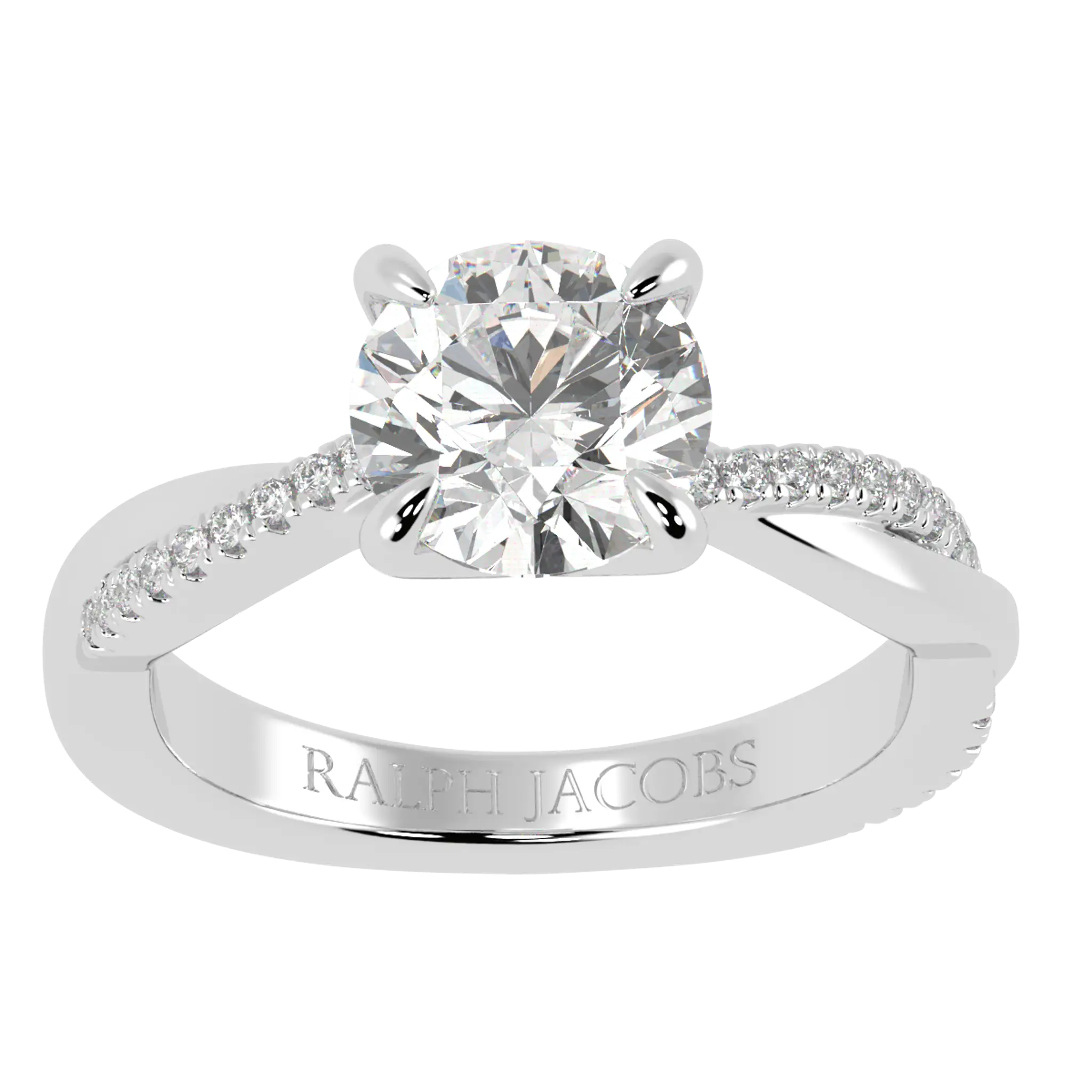 Jasmine 9K White Gold Accent Engagement Ring
