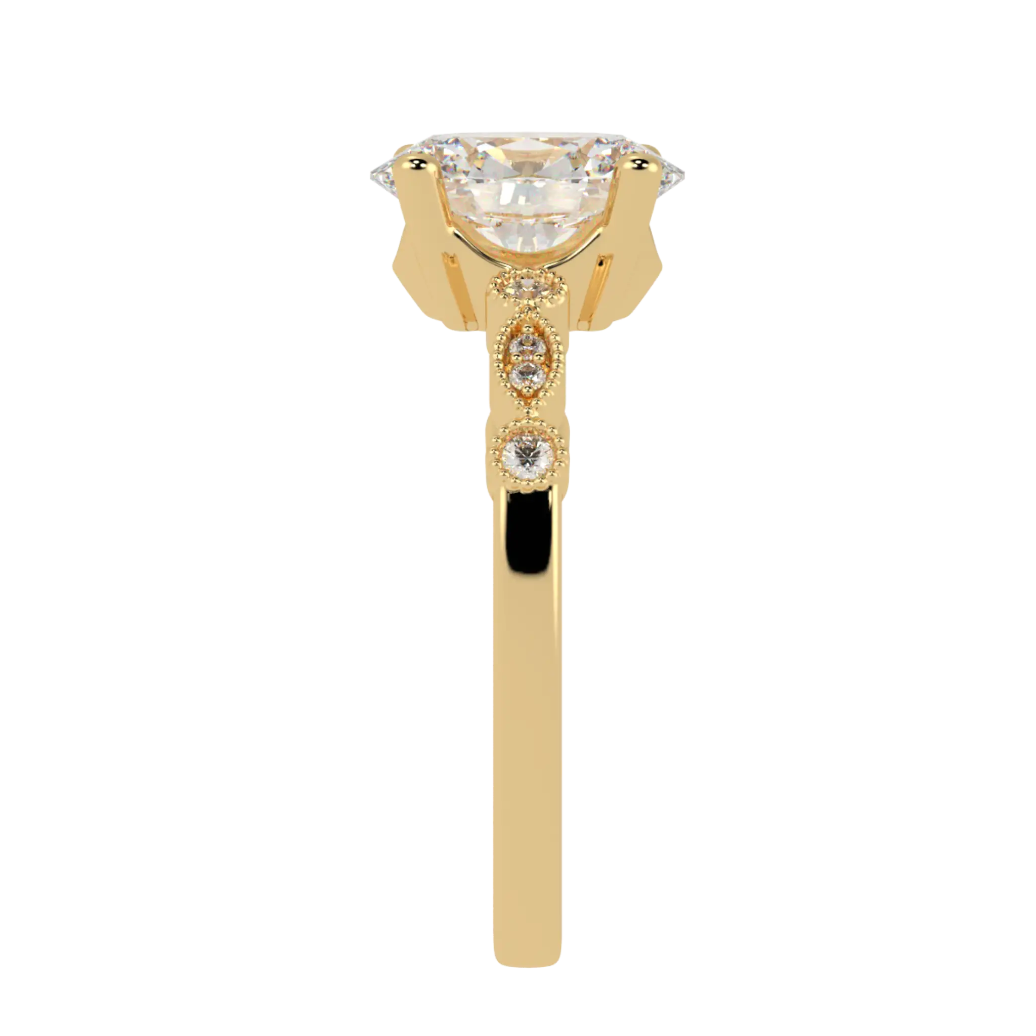 Chanel 9K Yellow Gold Accent Stone Engagement Ring - Oval Shape