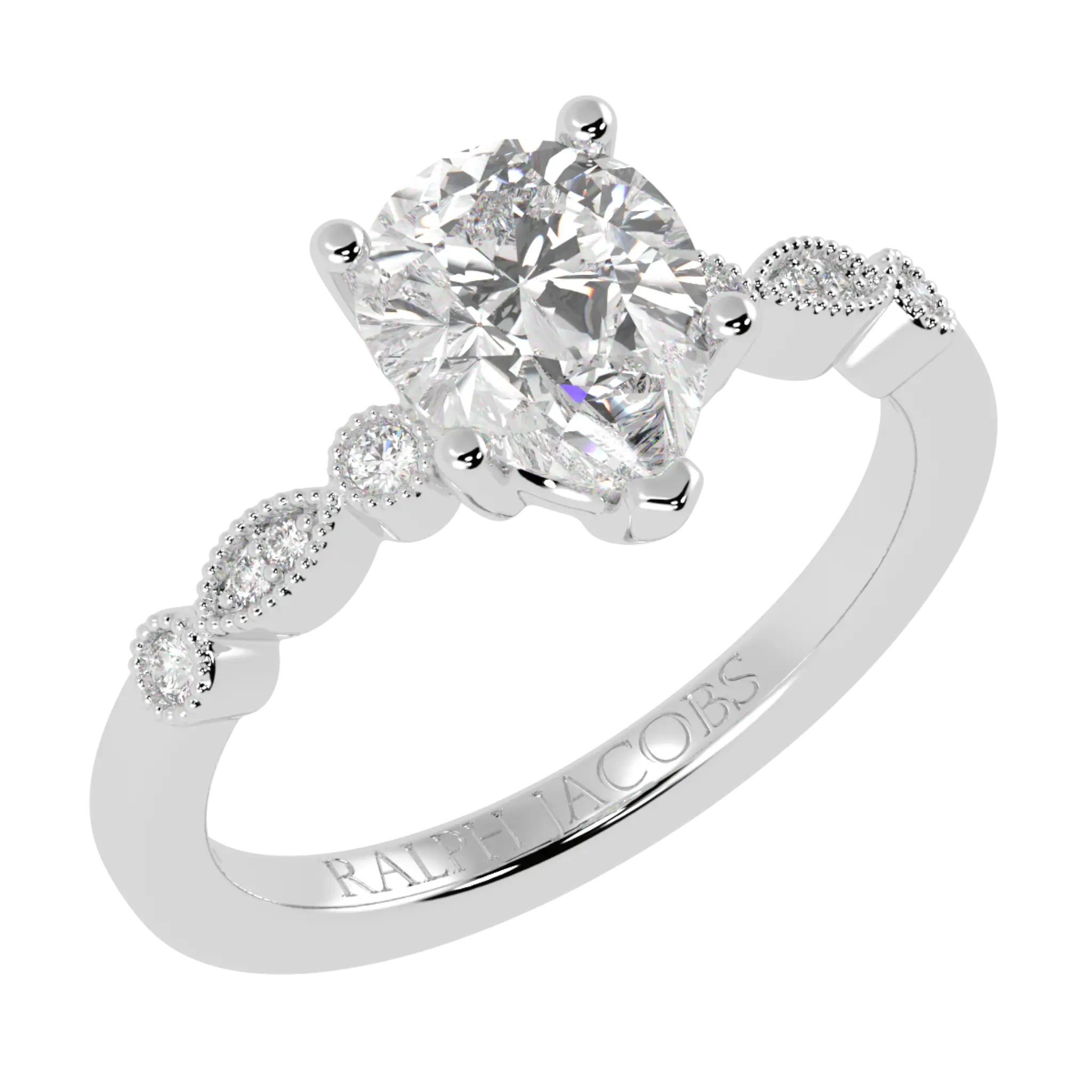 Chanel 18K White Gold Accent Stone Engagement Ring - Pear Shape