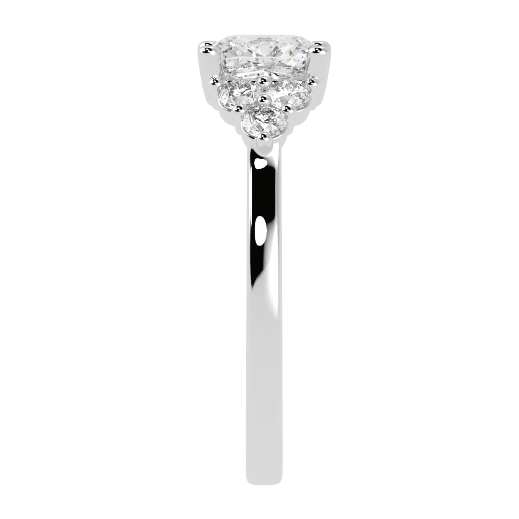 Carrie Platinum Side Stone Engagement Ring | Cushion Shape