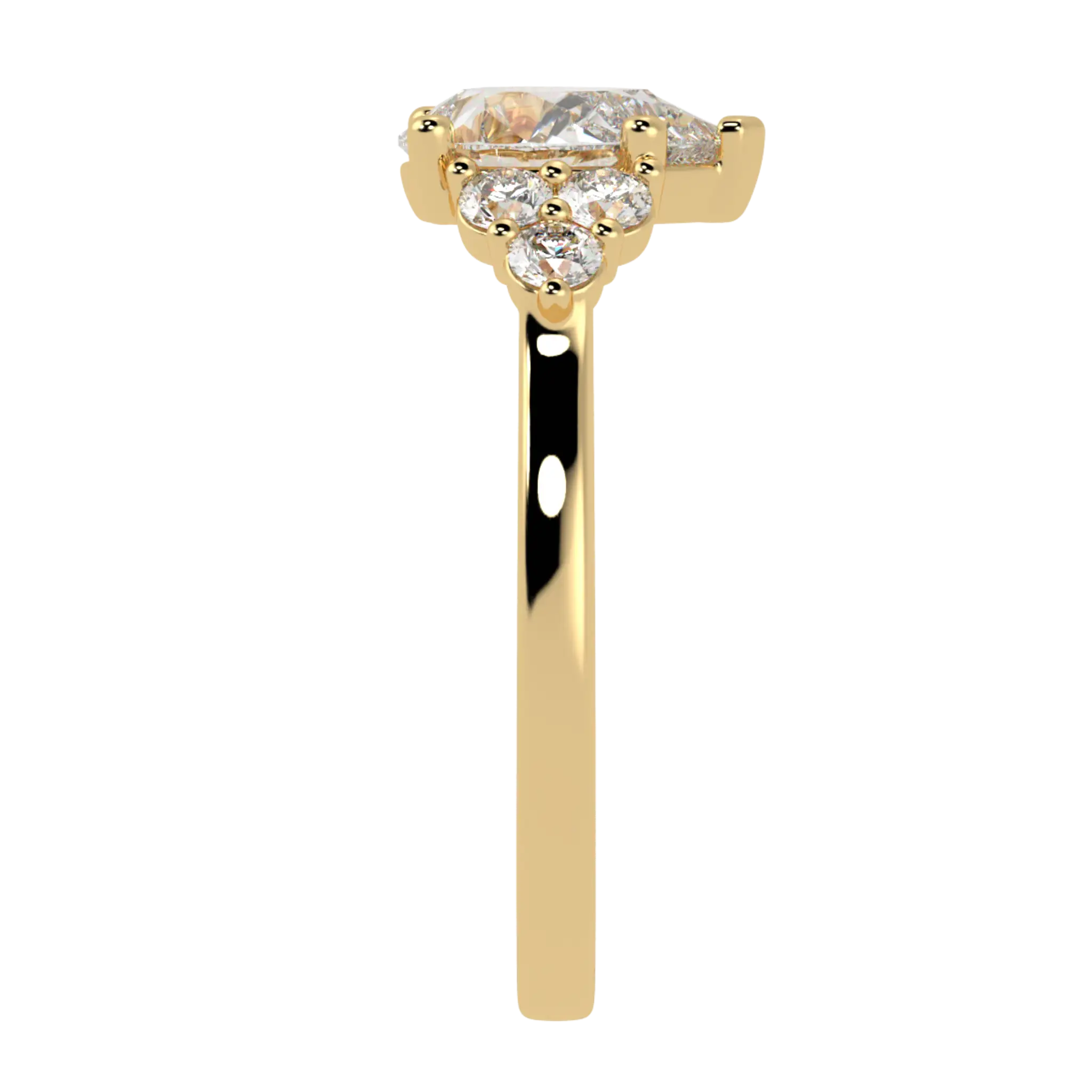 Carrie 18K Yellow Gold Side Stone Engagement Ring | Pear Shape