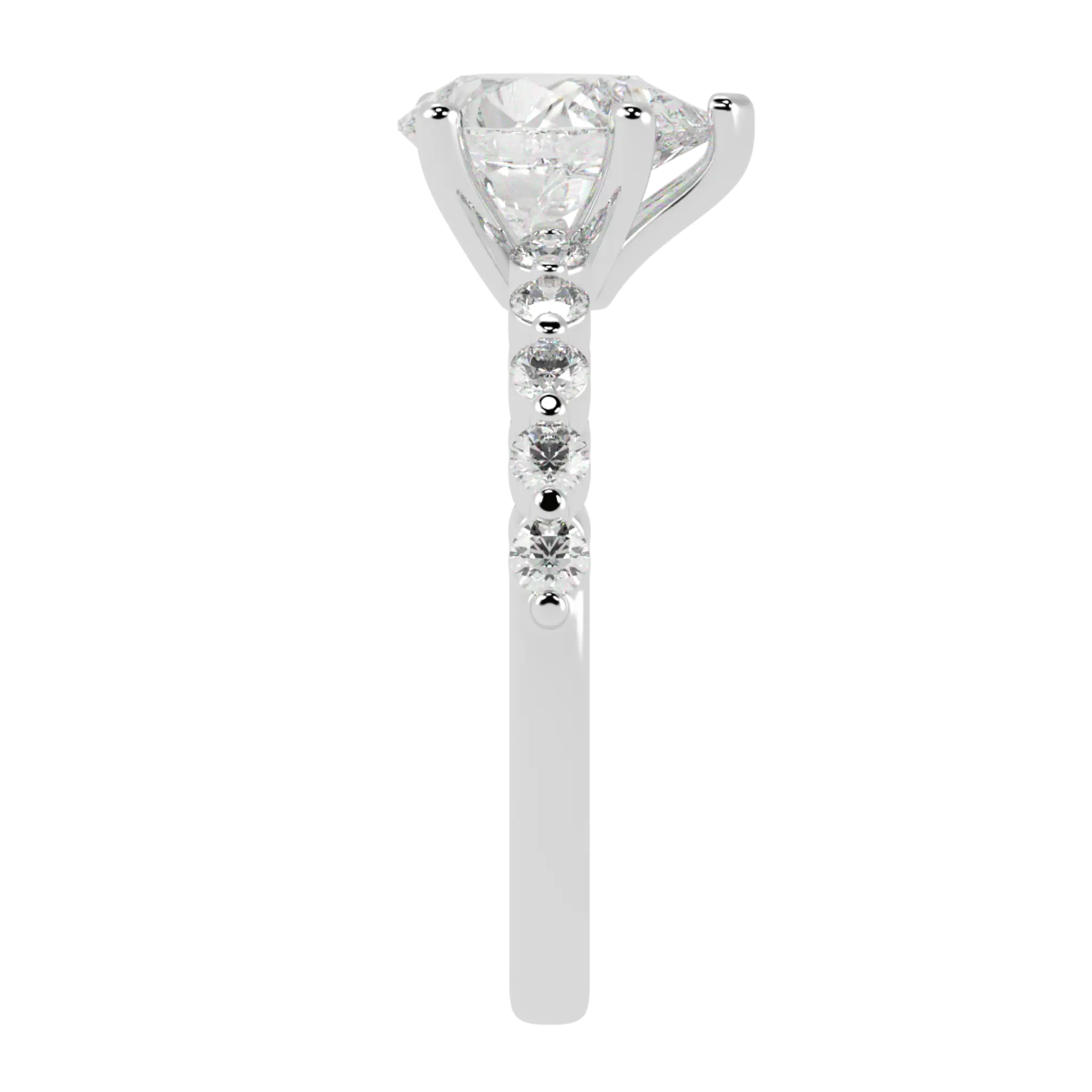 Victoria 18K White Gold Accent Stone Engagement Ring | Pear Shape