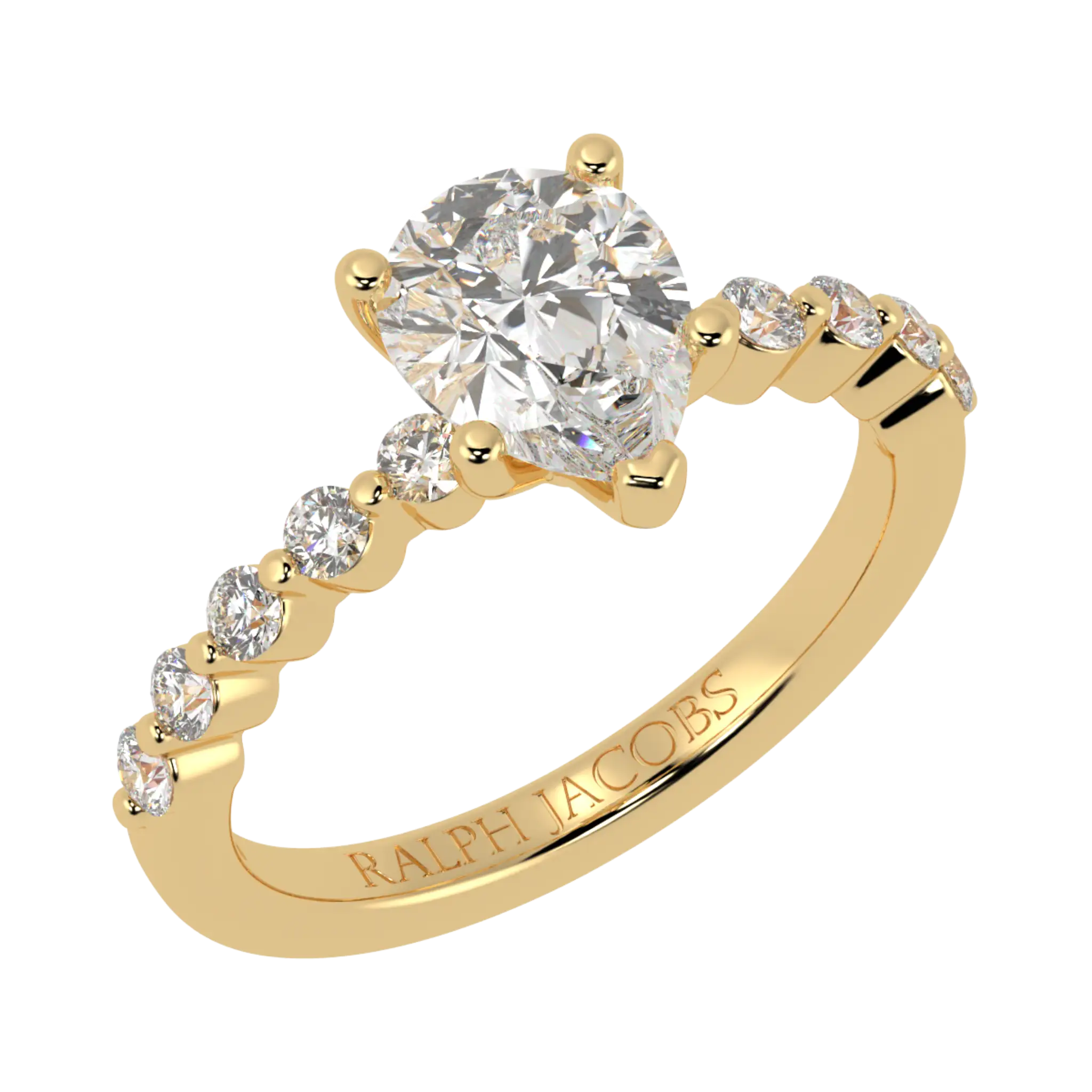 Victoria 18K Yellow Gold Accent Stone Engagement Ring | Pear Shape