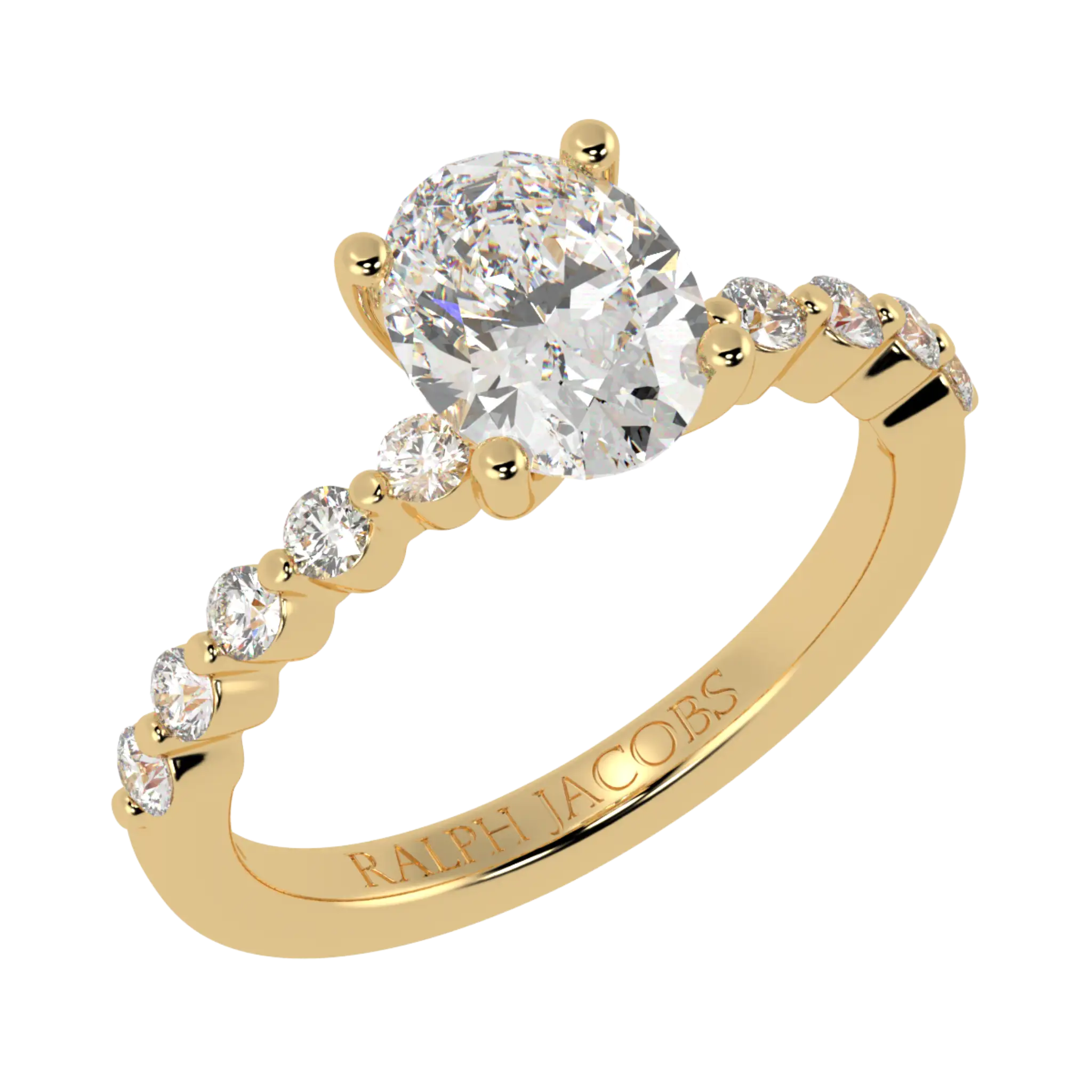 Victoria 9K Yellow Gold Accent Stone Engagement Ring | Oval Shape